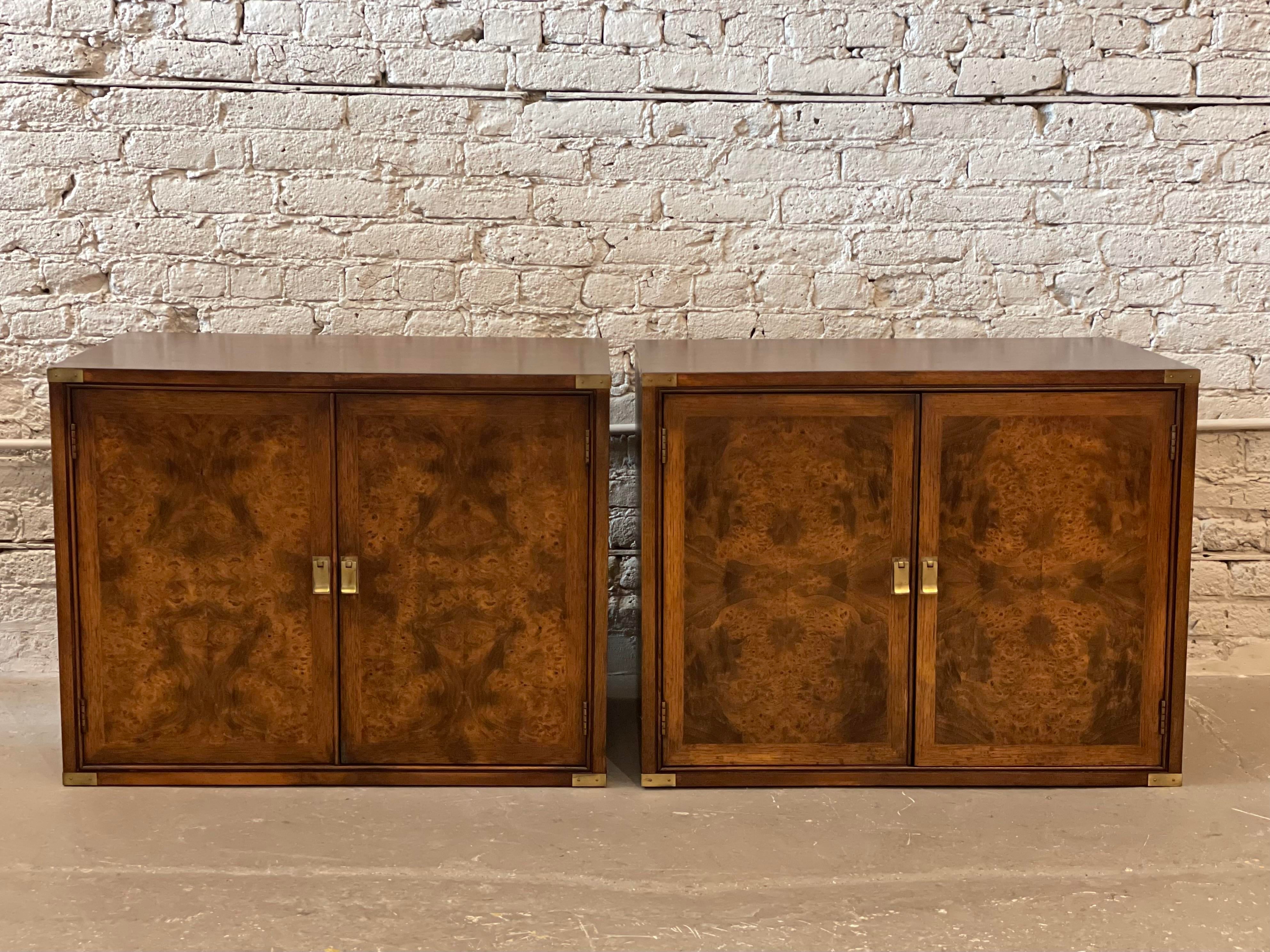 Vintage 1970s Burled Wood Nightstands - a Pair