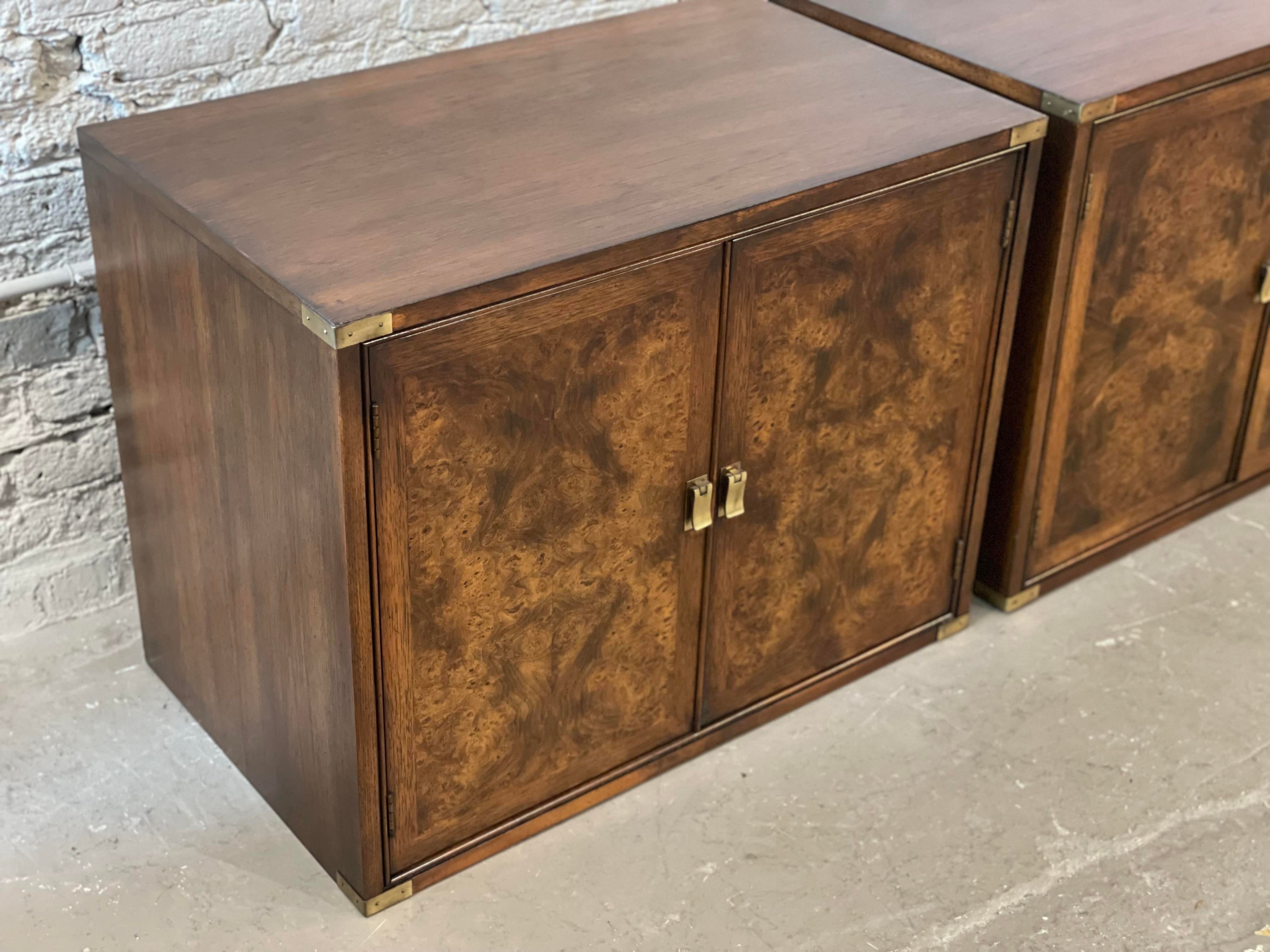 Vintage 1970s Burled Wood Nightstands - a Pair