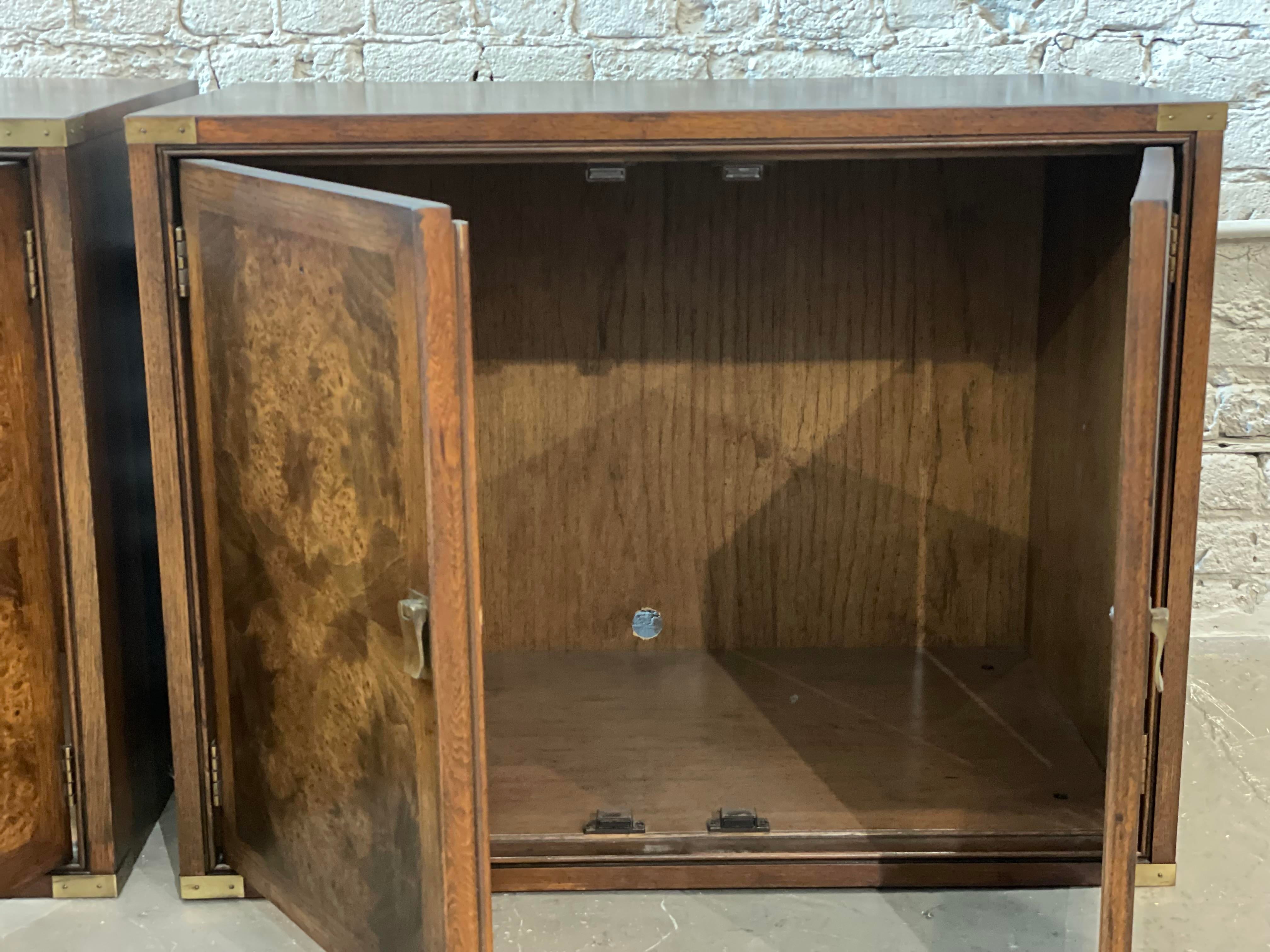 Vintage 1970s Burled Wood Nightstands - a Pair