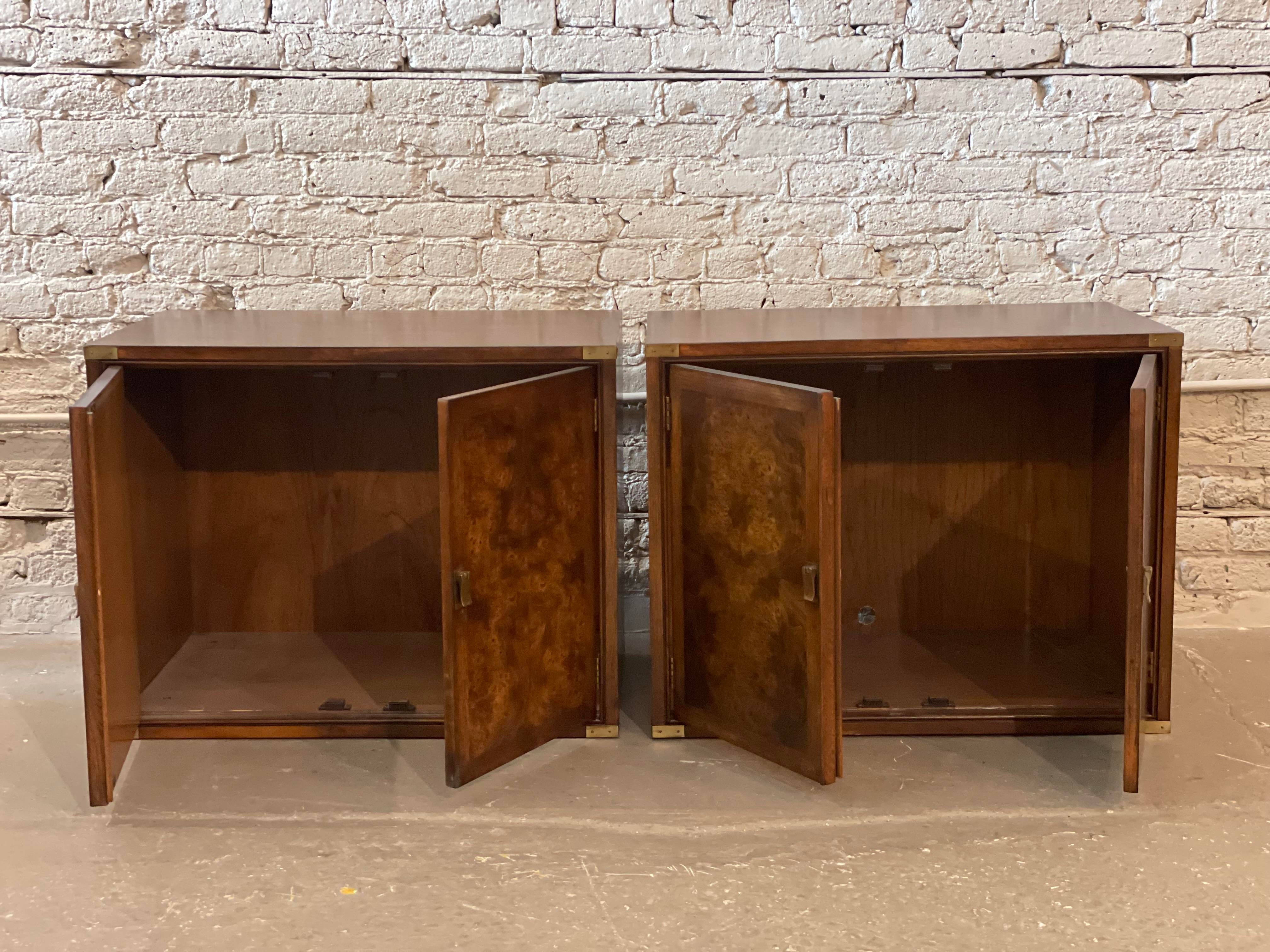 Vintage 1970s Burled Wood Nightstands - a Pair