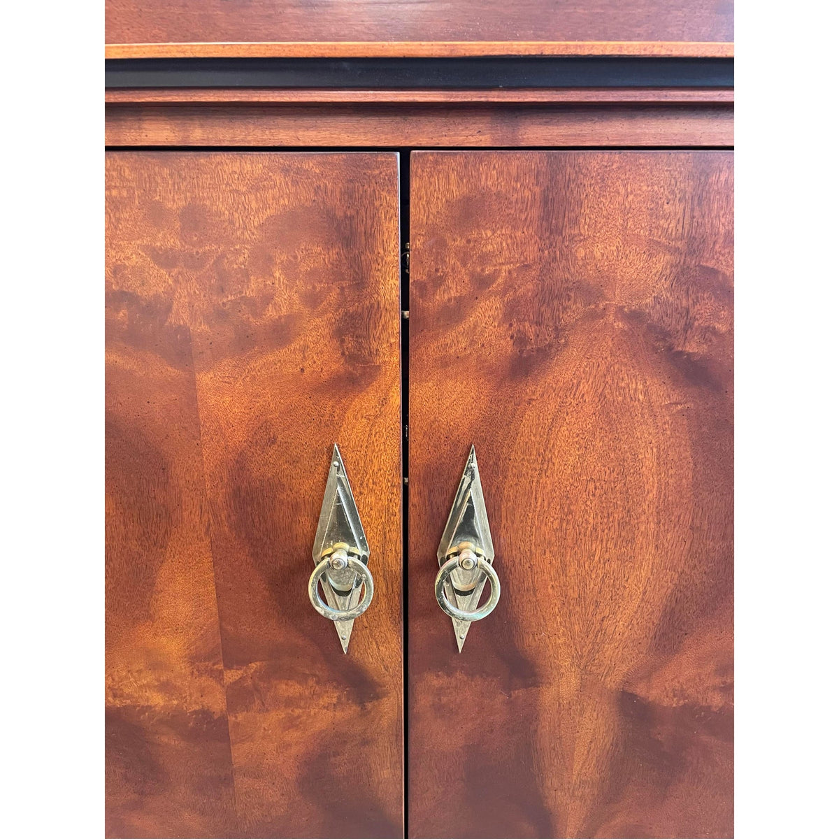Vintage 1970s Credenza Dresser Wood With Diamond Brass Pulls