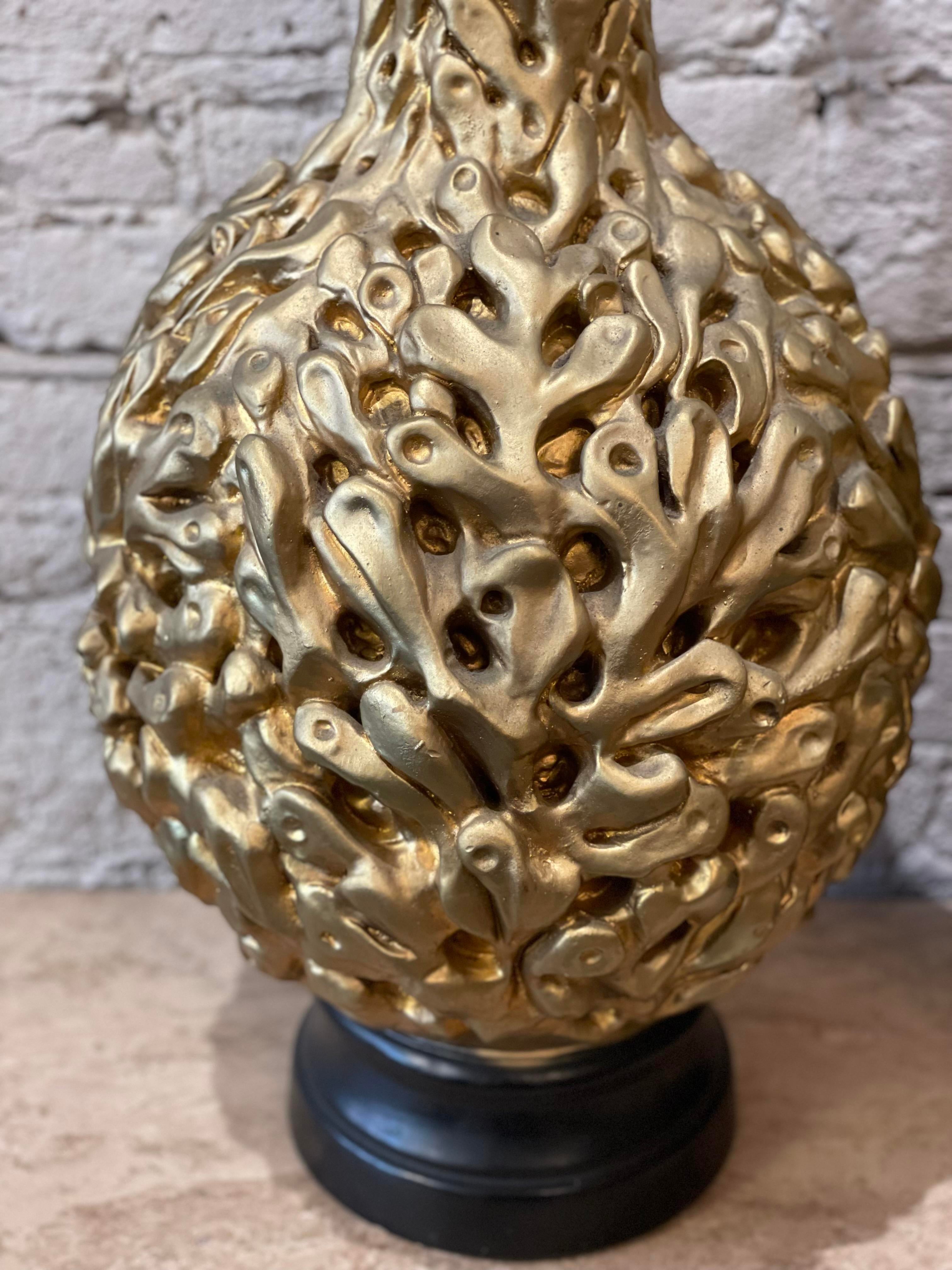 Vintage 1970s Gold Gilt Huge Lamps - a Pair