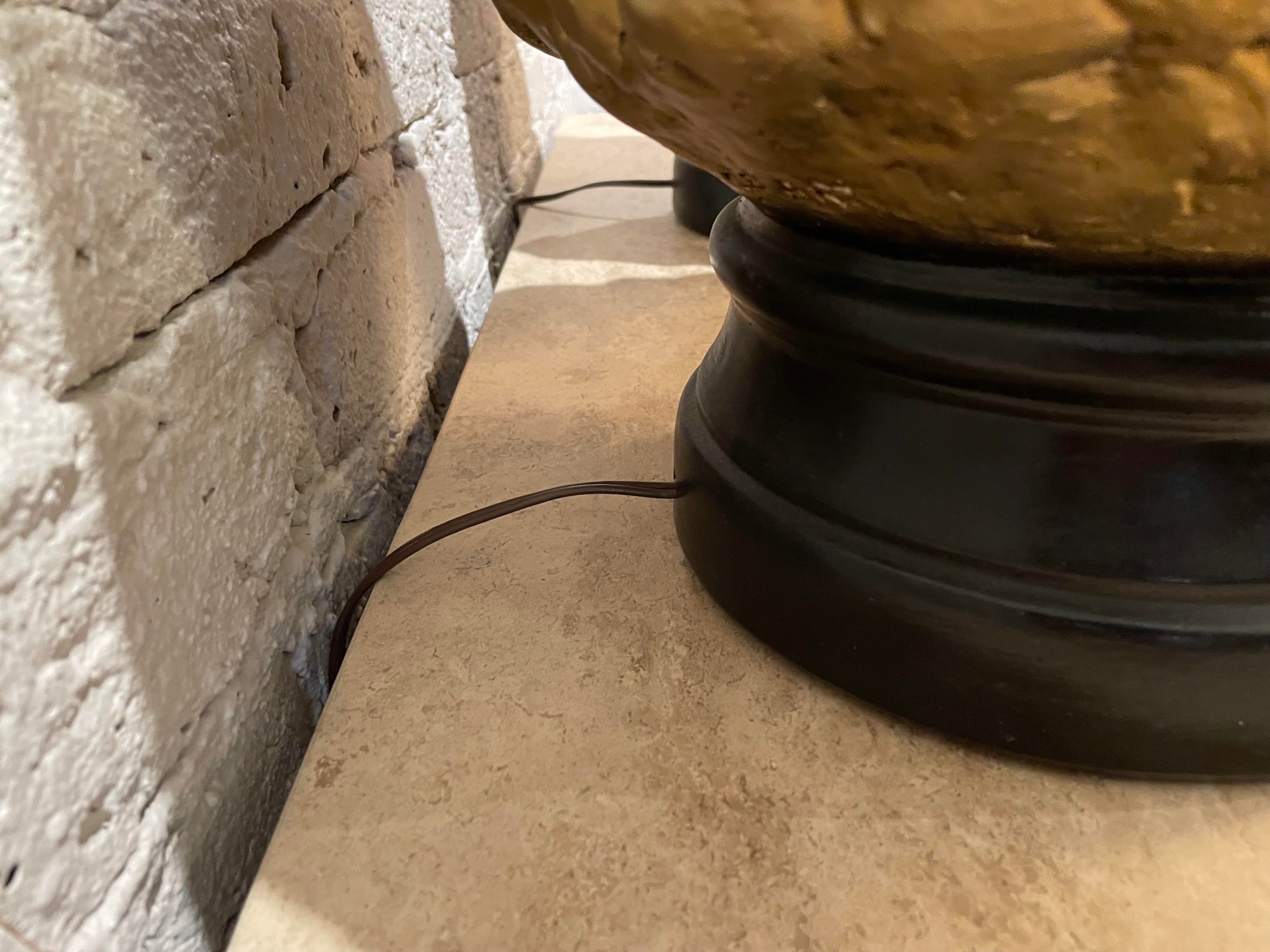 Vintage 1970s Gold Gilt Huge Lamps - a Pair
