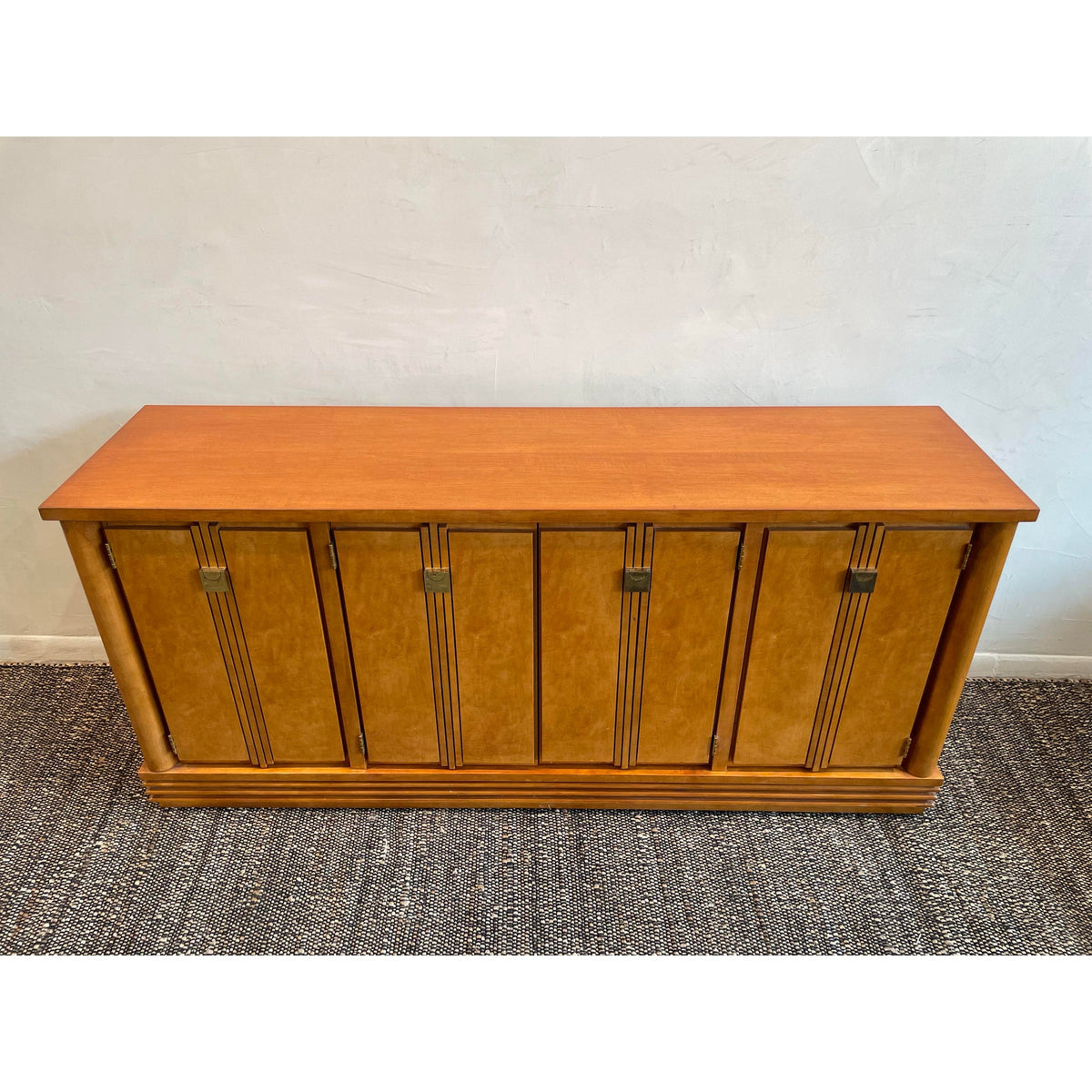 Vintage 1970s Hickory White Credenza Dresser Art Deco Style