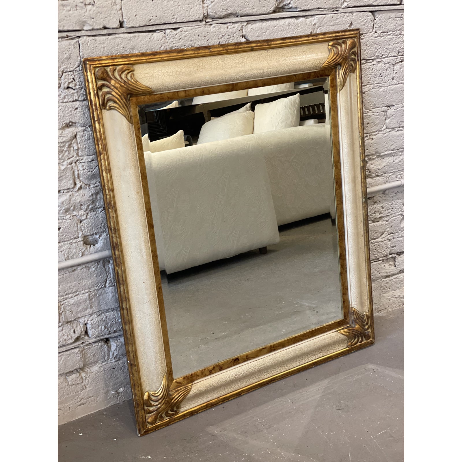 Vintage 1980s Gold Gilt and Milk Paint Mirror