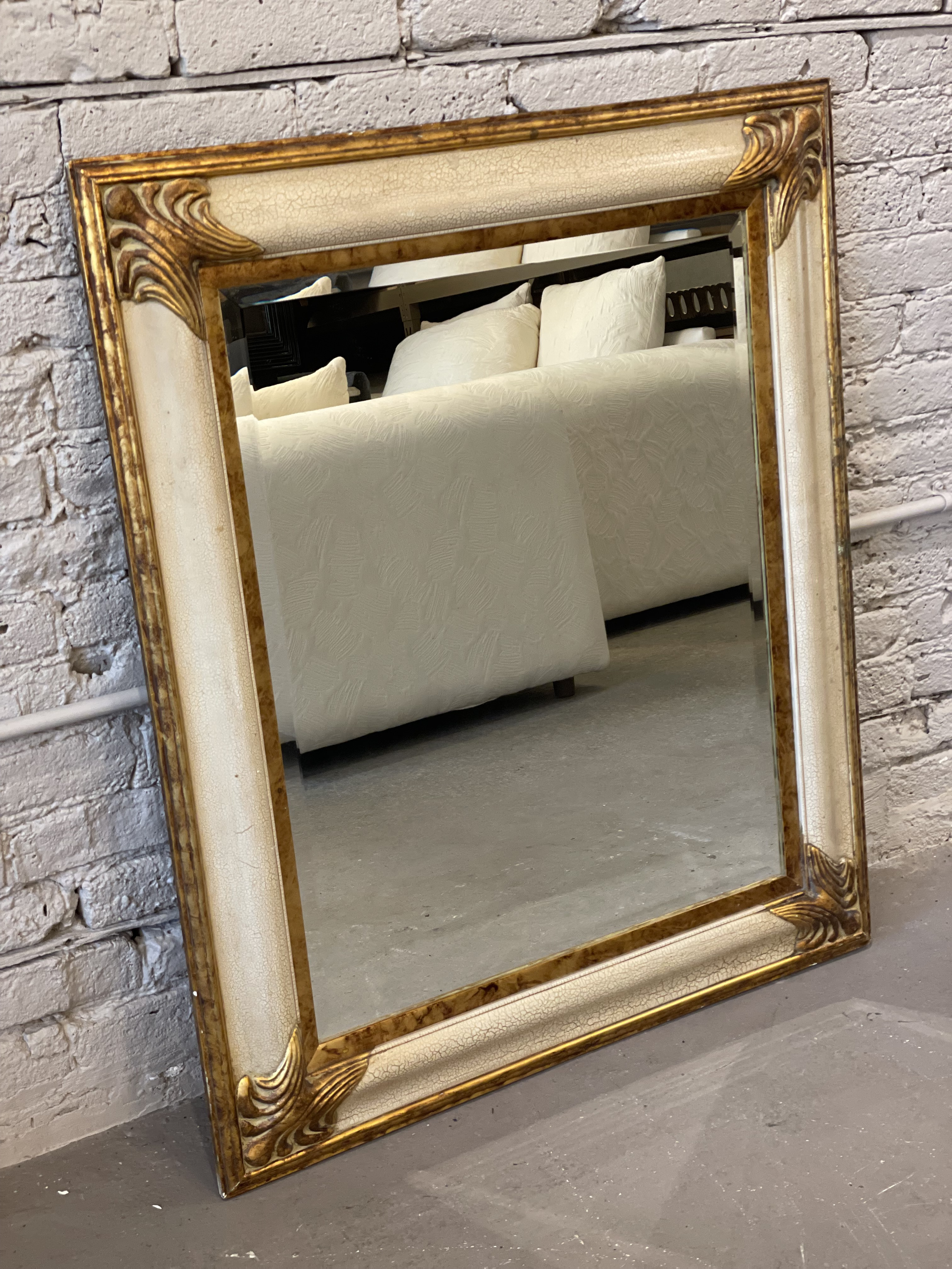 Vintage 1980s Gold Gilt and Milk Paint Mirror