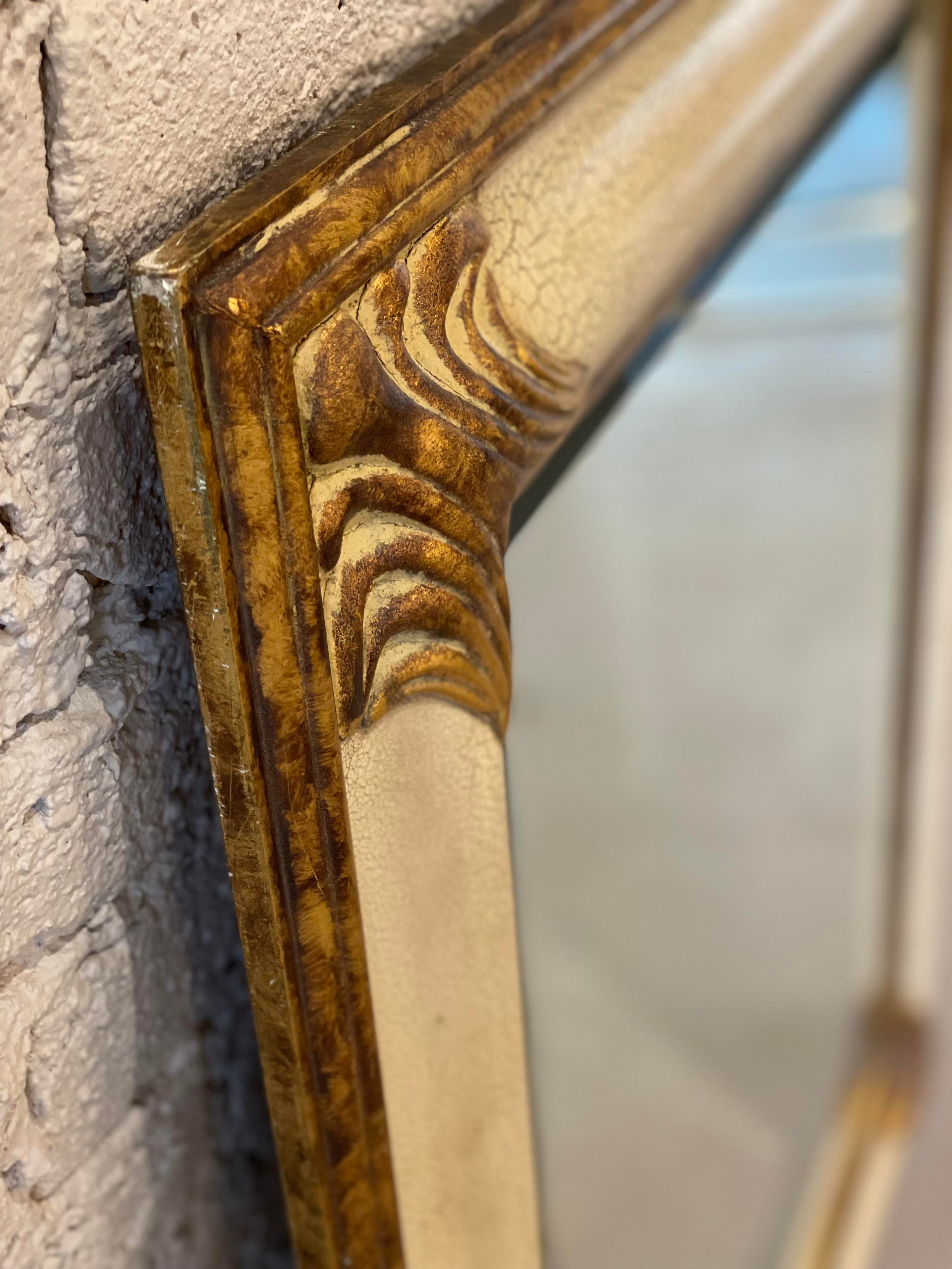 Vintage 1980s Gold Gilt and Milk Paint Mirror
