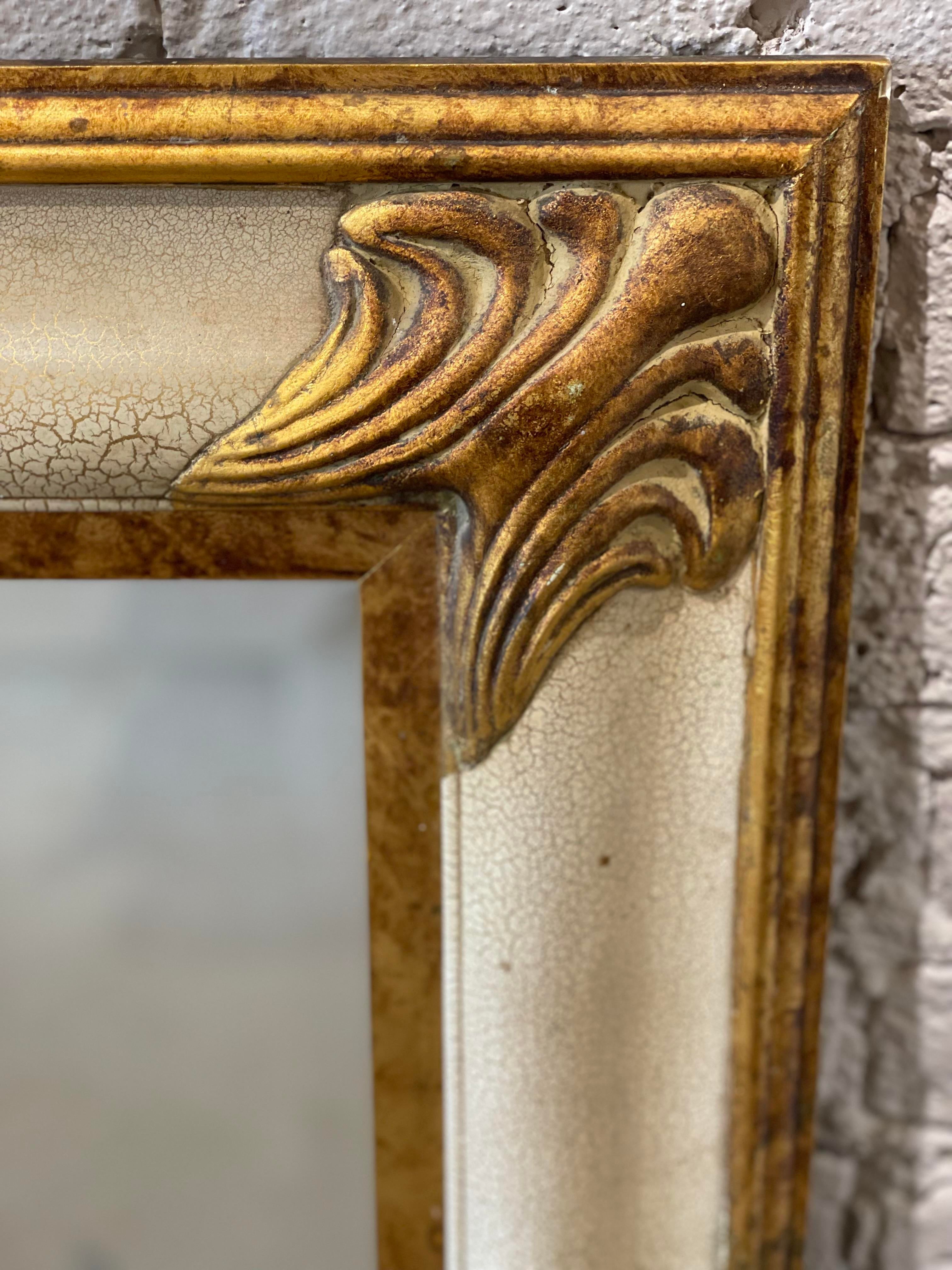 Vintage 1980s Gold Gilt and Milk Paint Mirror