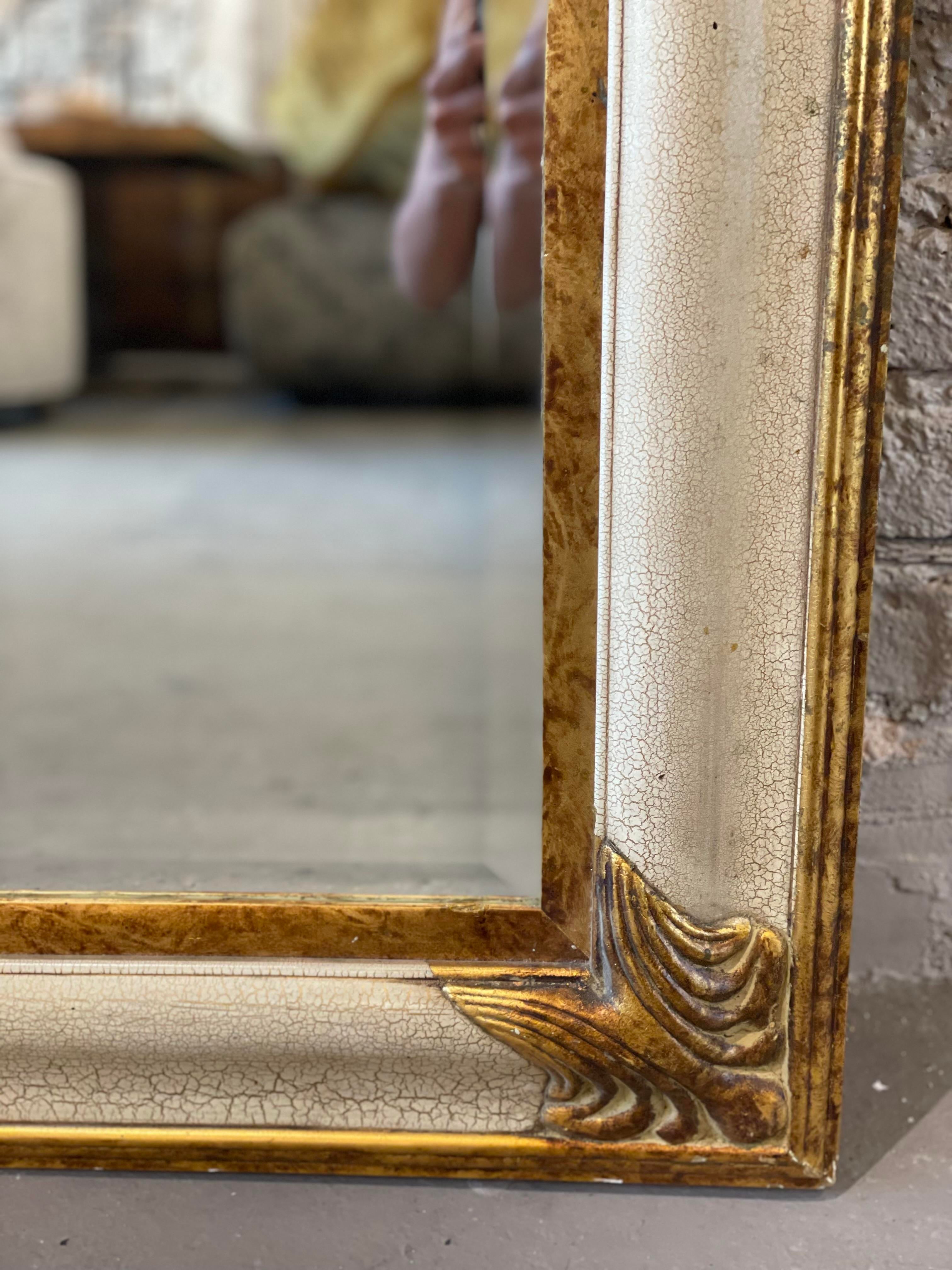 Vintage 1980s Gold Gilt and Milk Paint Mirror