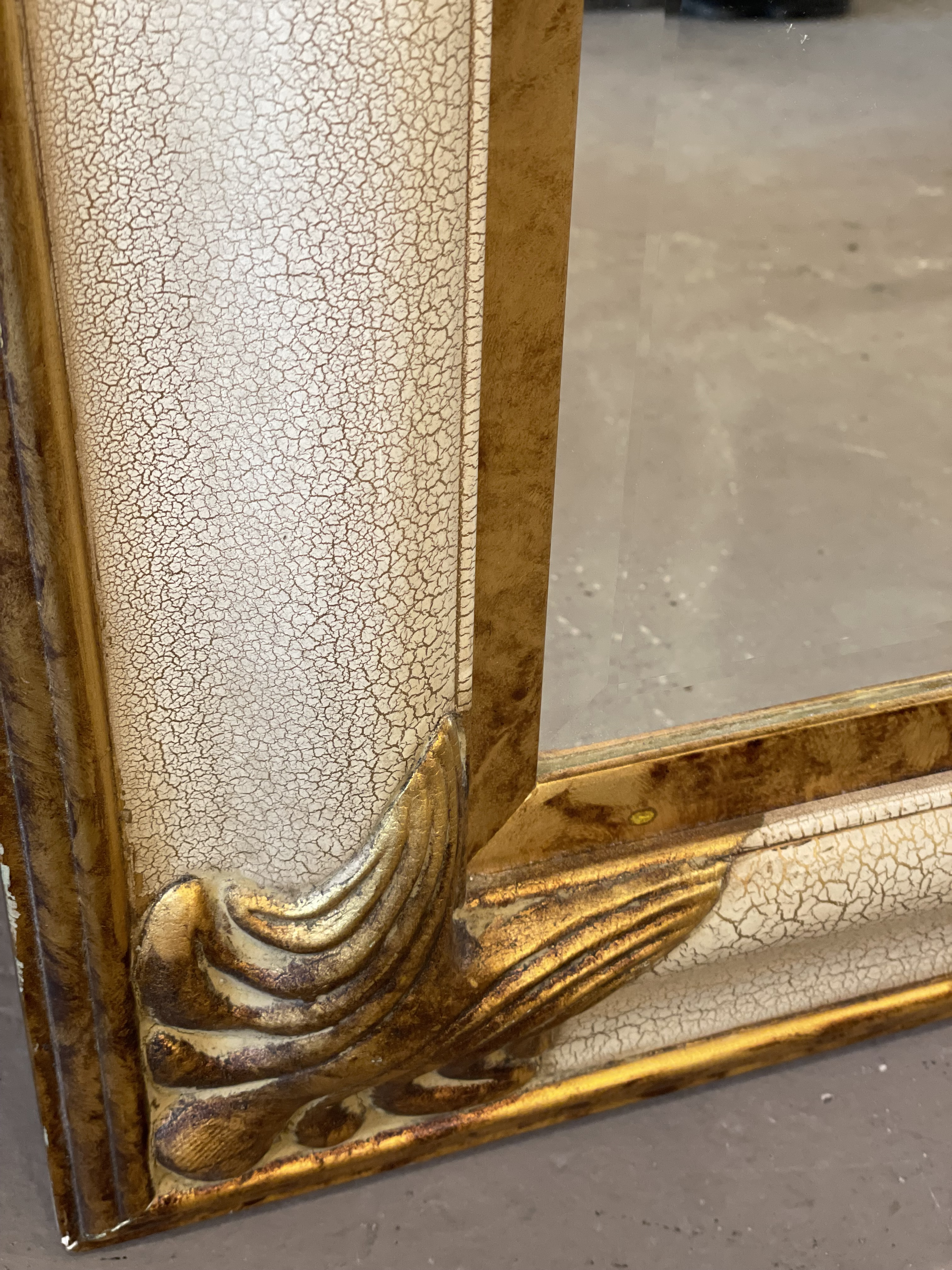Vintage 1980s Gold Gilt and Milk Paint Mirror