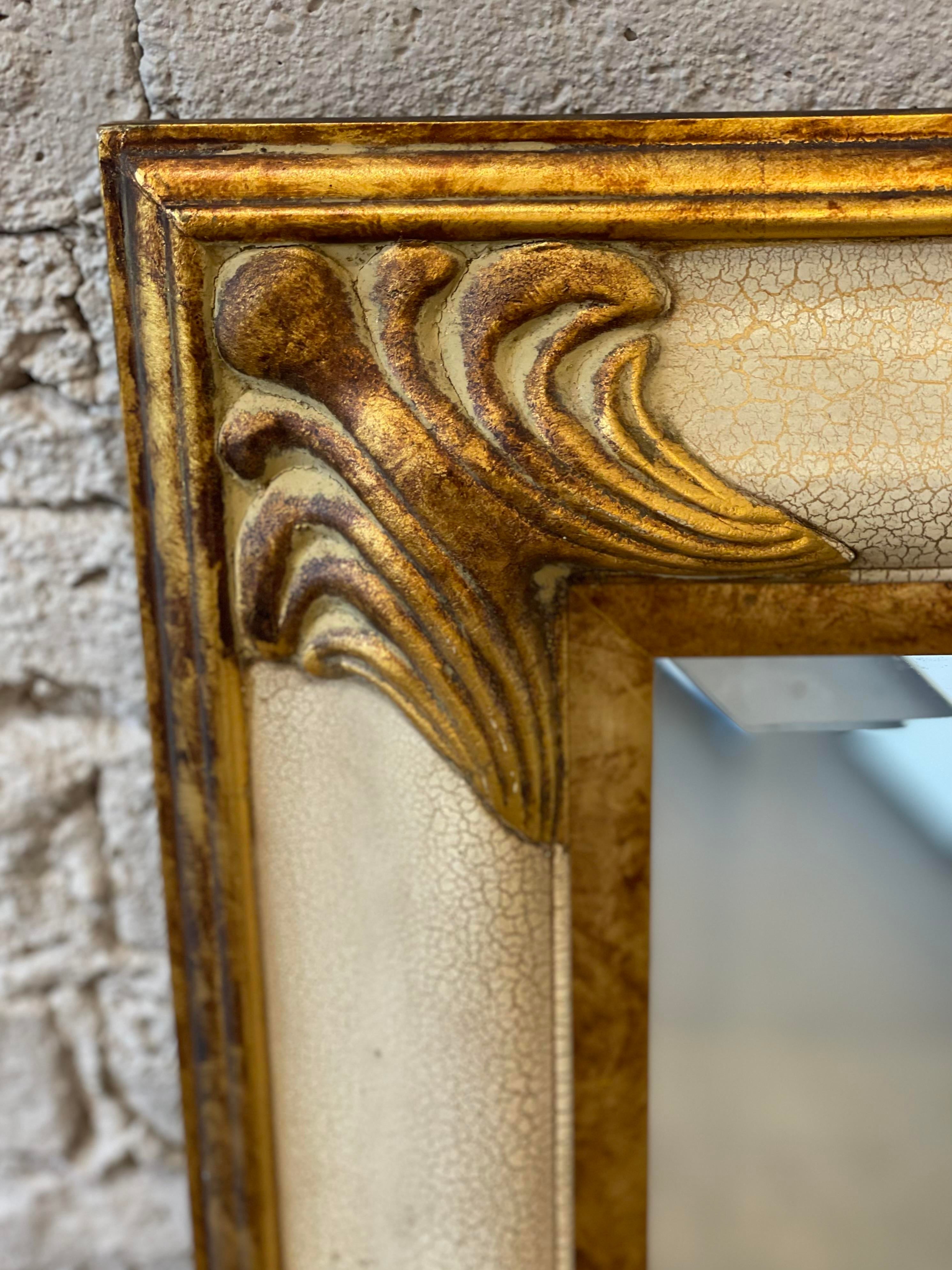 Vintage 1980s Gold Gilt and Milk Paint Mirror