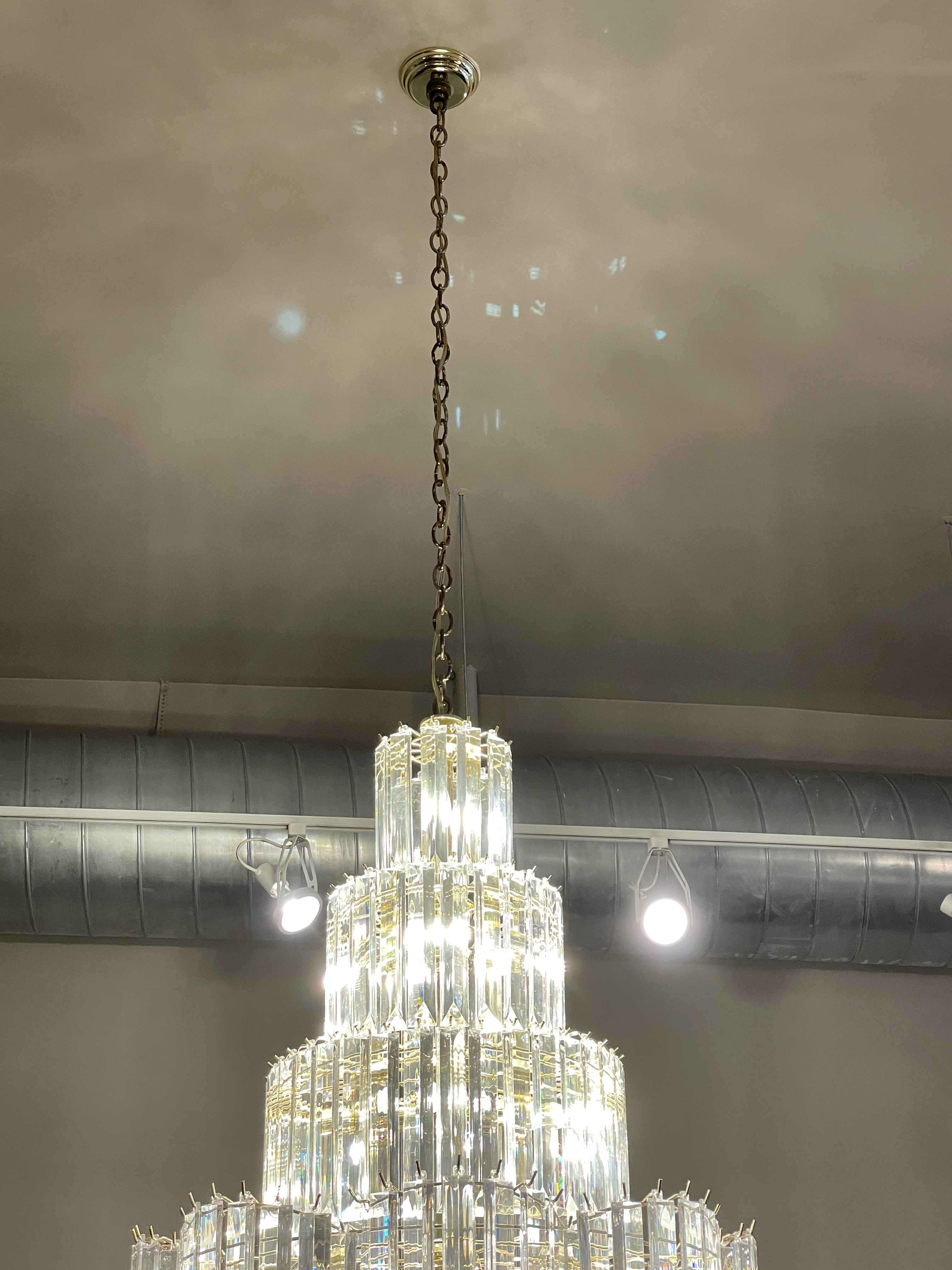 Vintage 1980s Lucite Large Chandelier