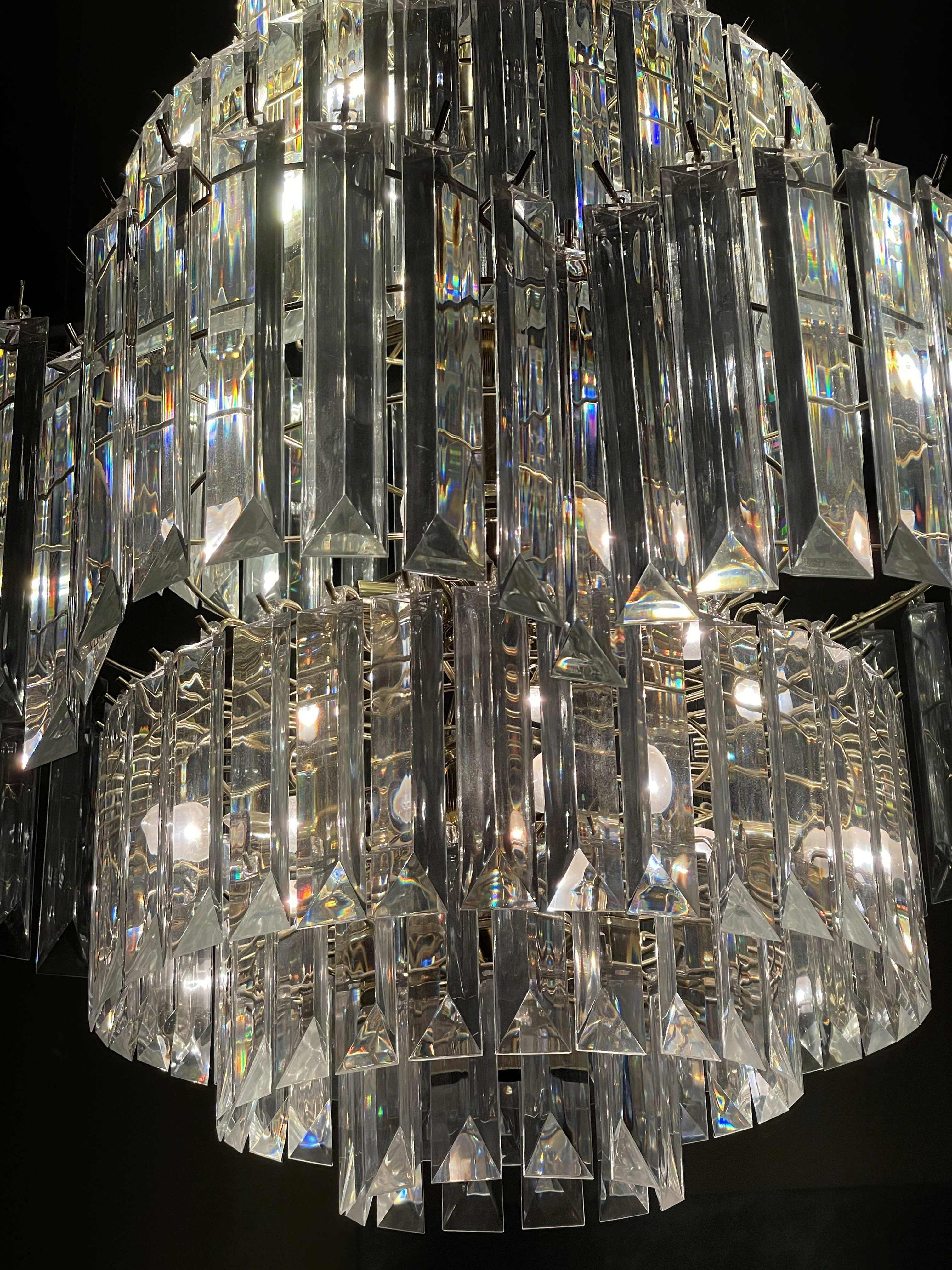 Vintage 1980s Lucite Large Chandelier