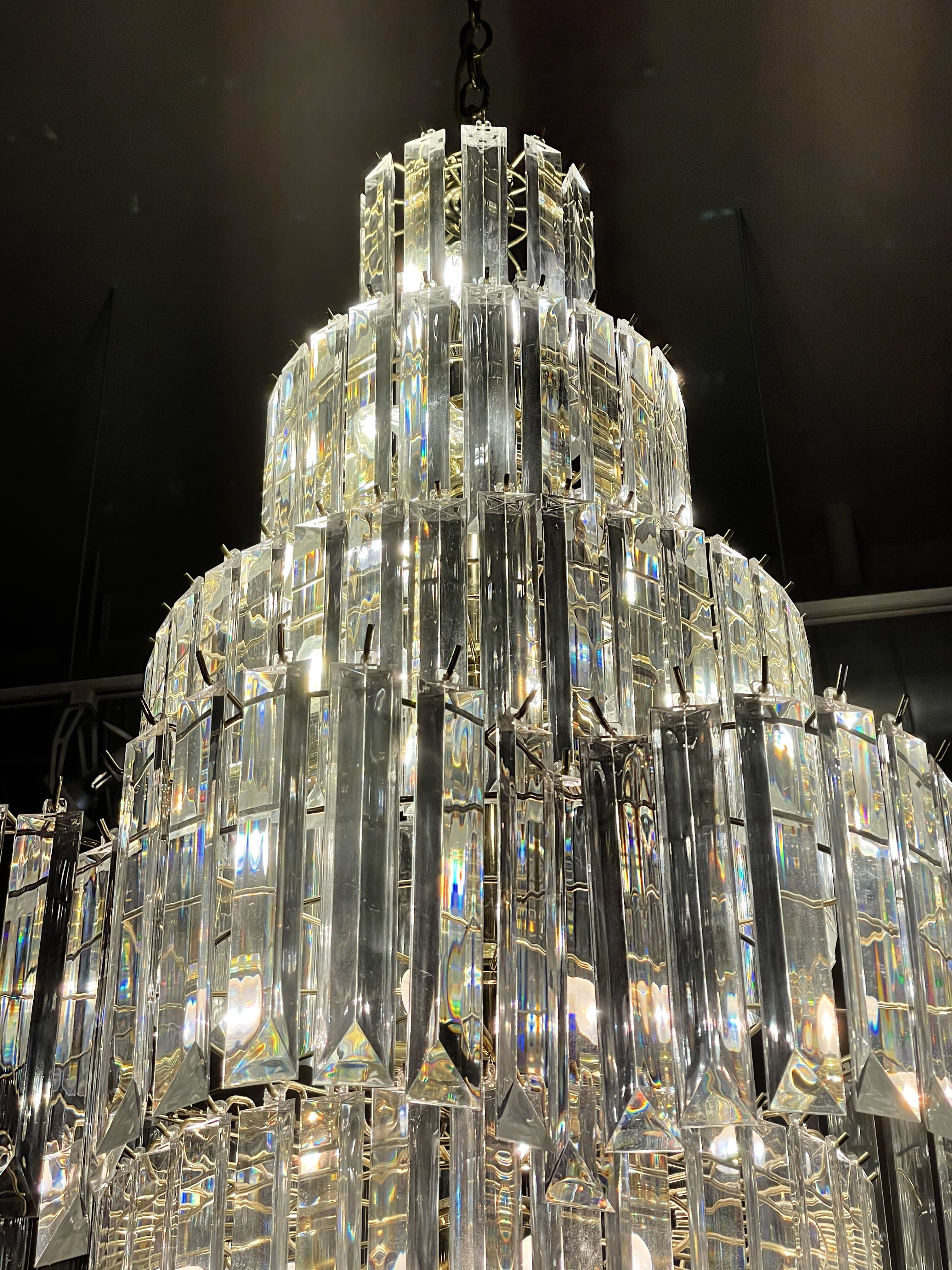 Vintage 1980s Lucite Large Chandelier