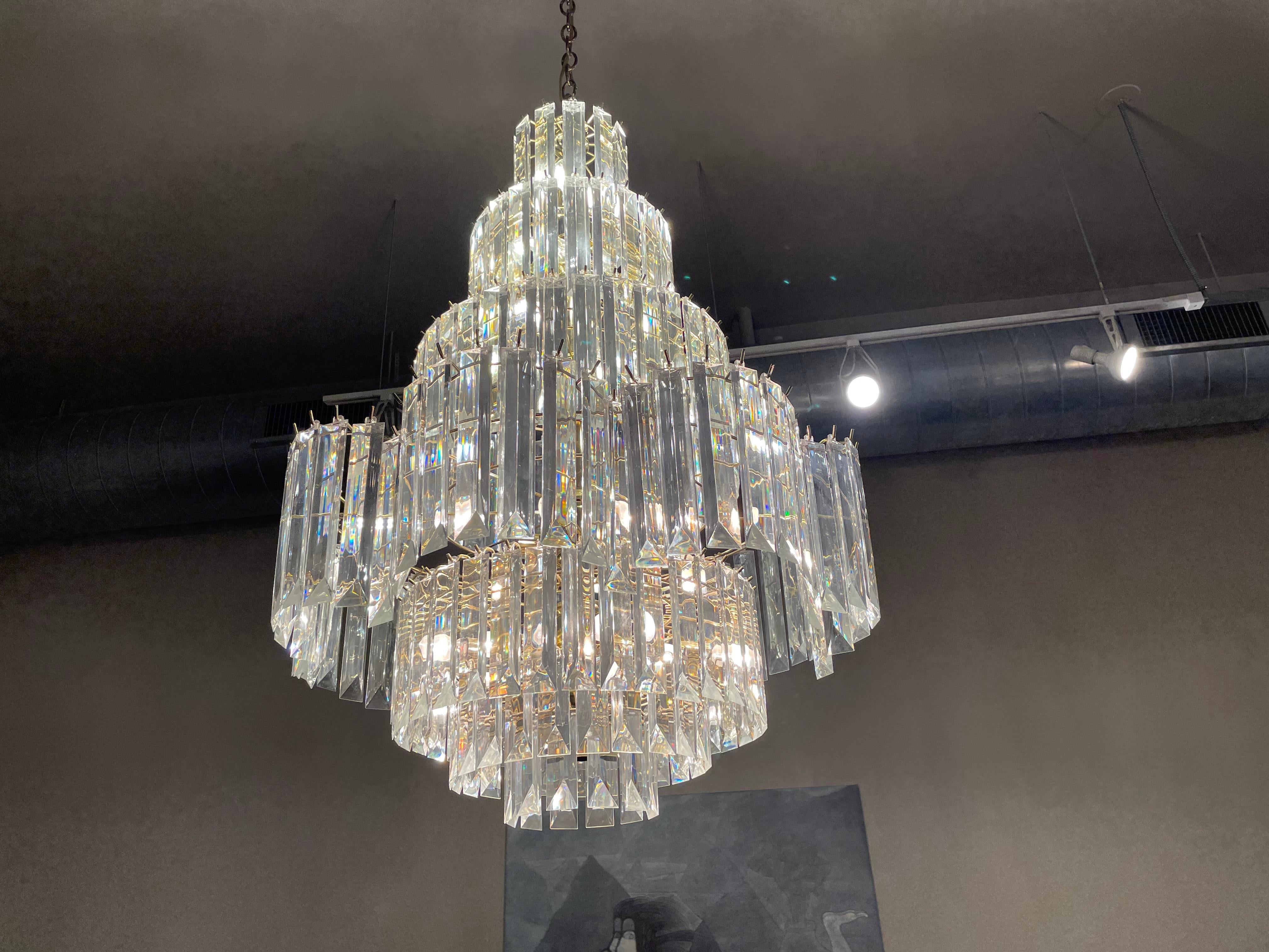 Vintage 1980s Lucite Large Chandelier