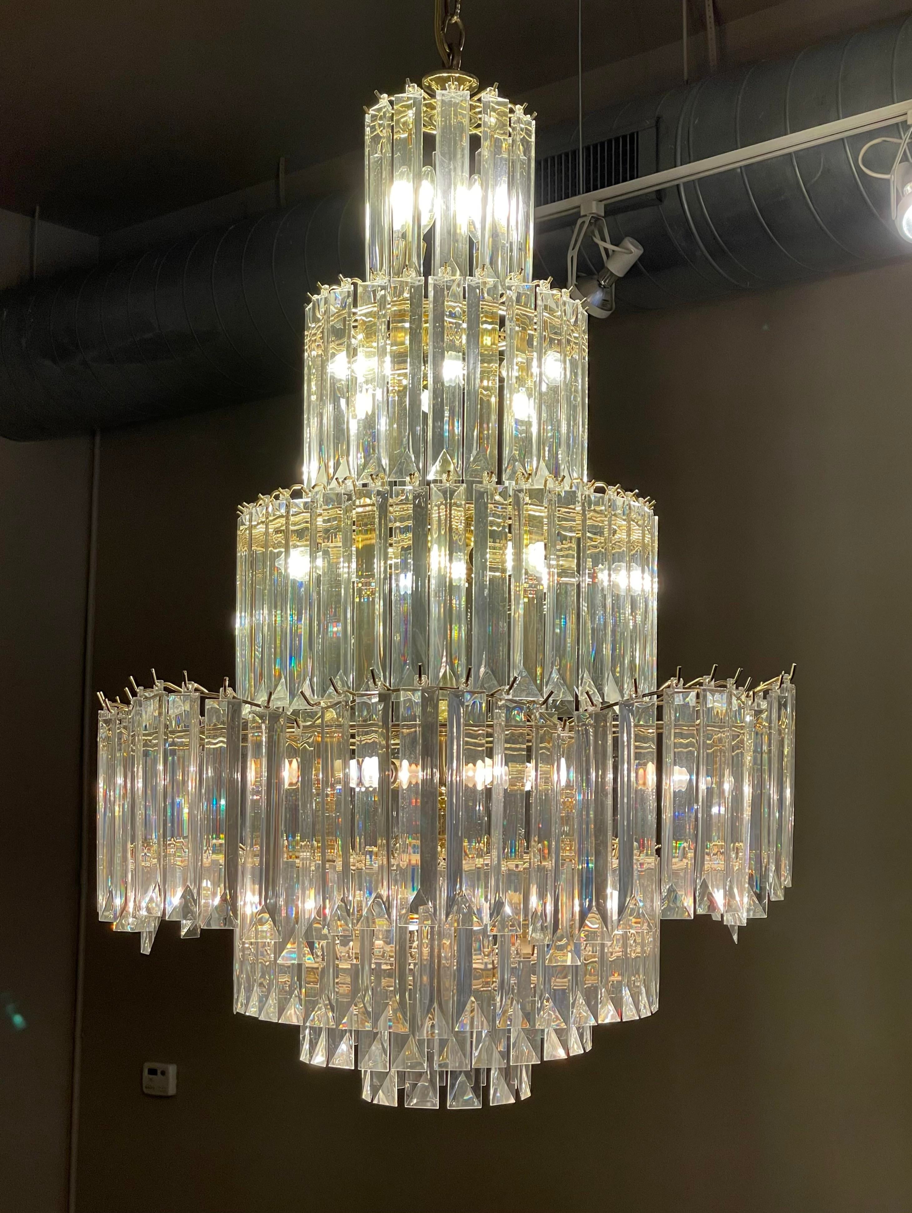 Vintage 1980s Lucite Large Chandelier