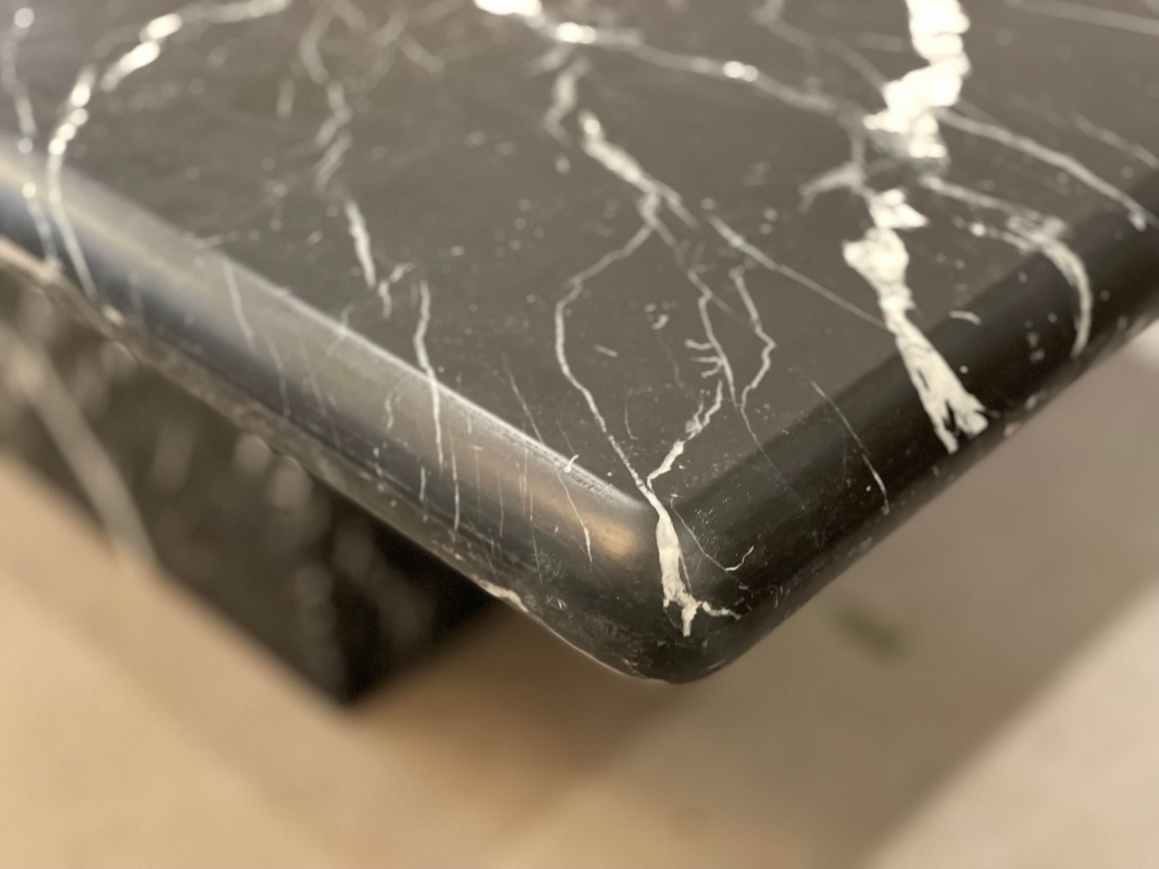 Vintage 1980s Postmodern Nero Marquina Marble Dining Table