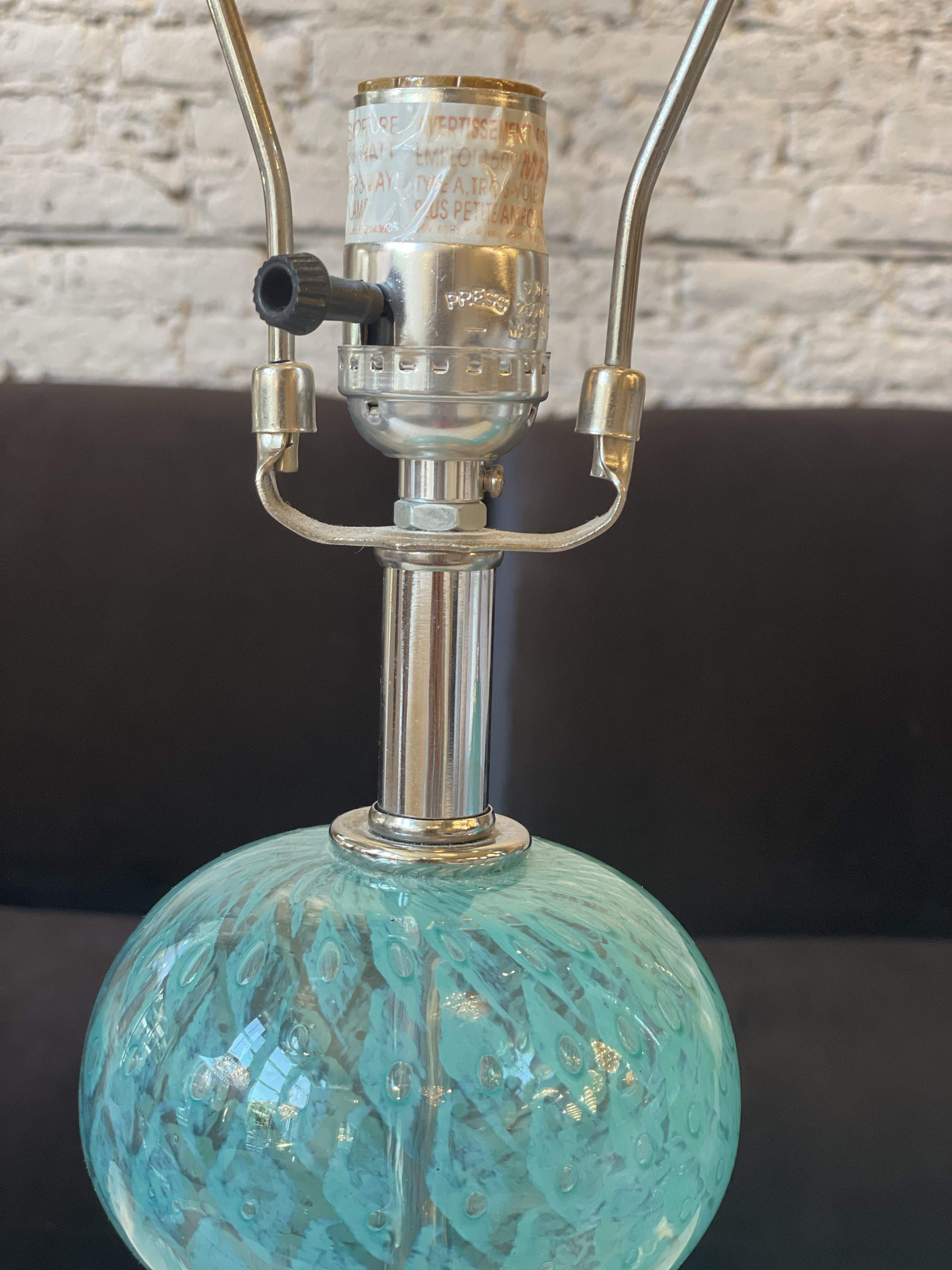 Vintage Blue Murano Lamps - a Pair