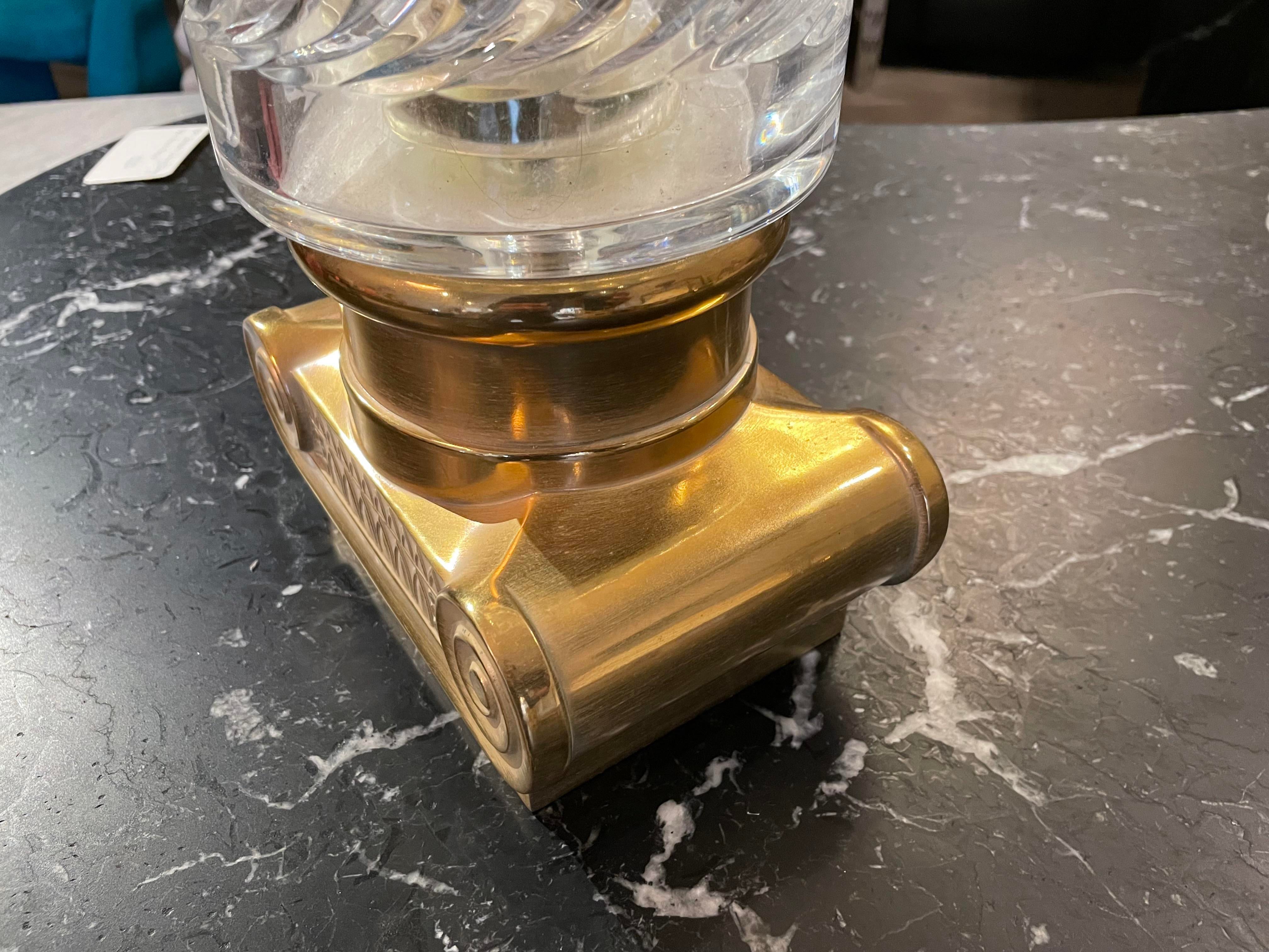 Vintage Brass and Crystal Vase