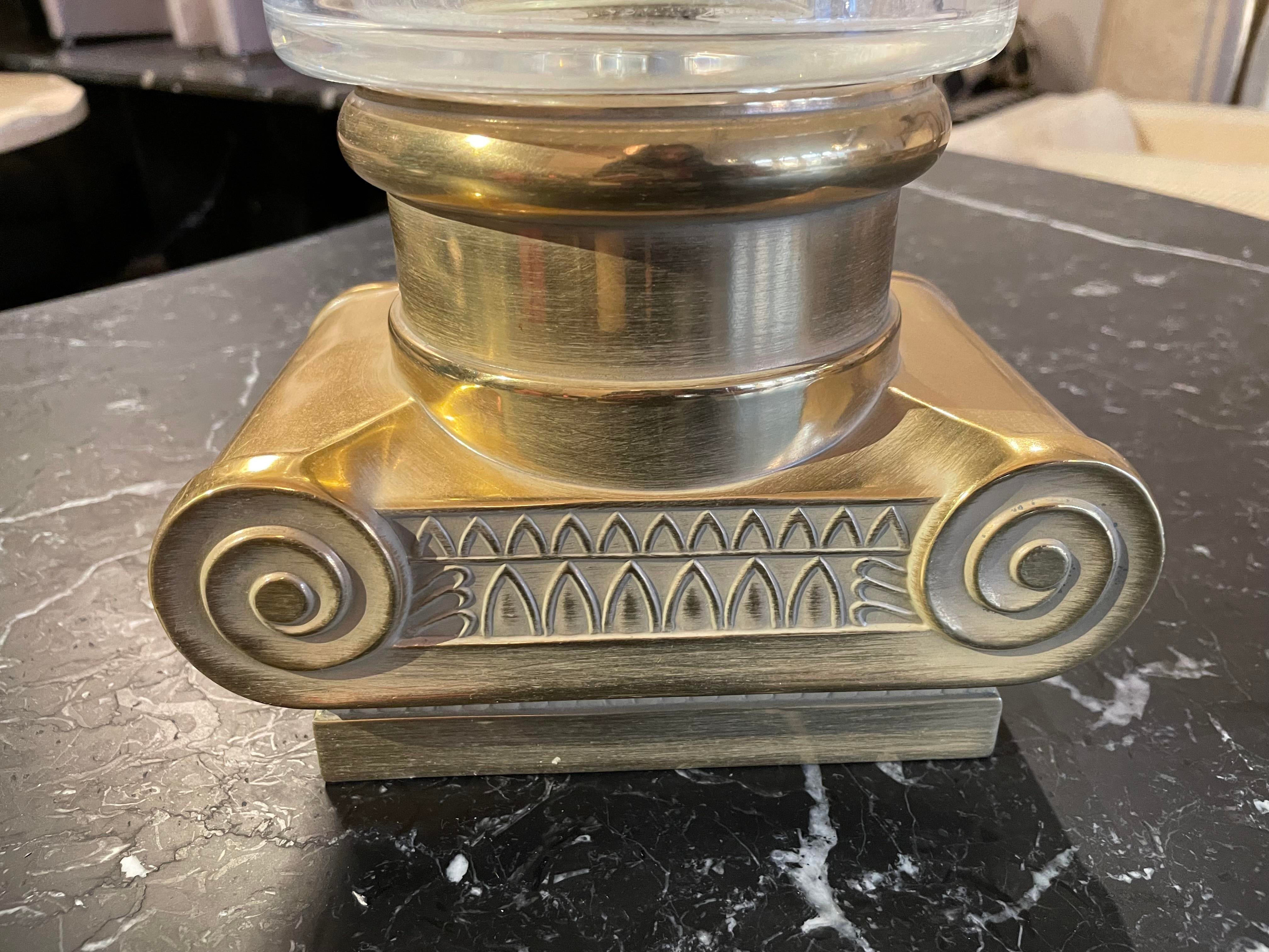 Vintage Brass and Crystal Vase