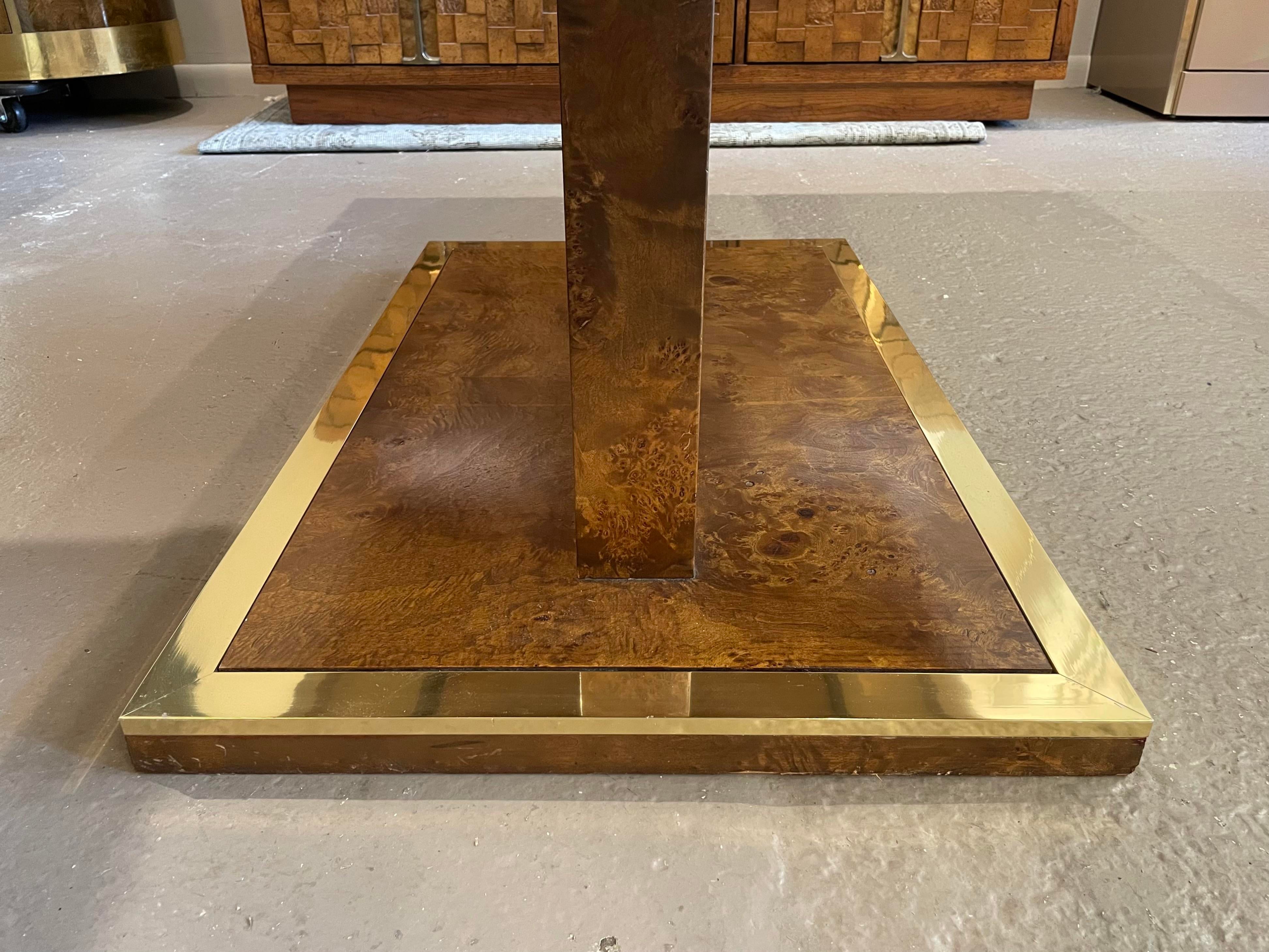 Vintage Burled Wood Extension Dining Table 1970s in the Manner of Milo Baughman