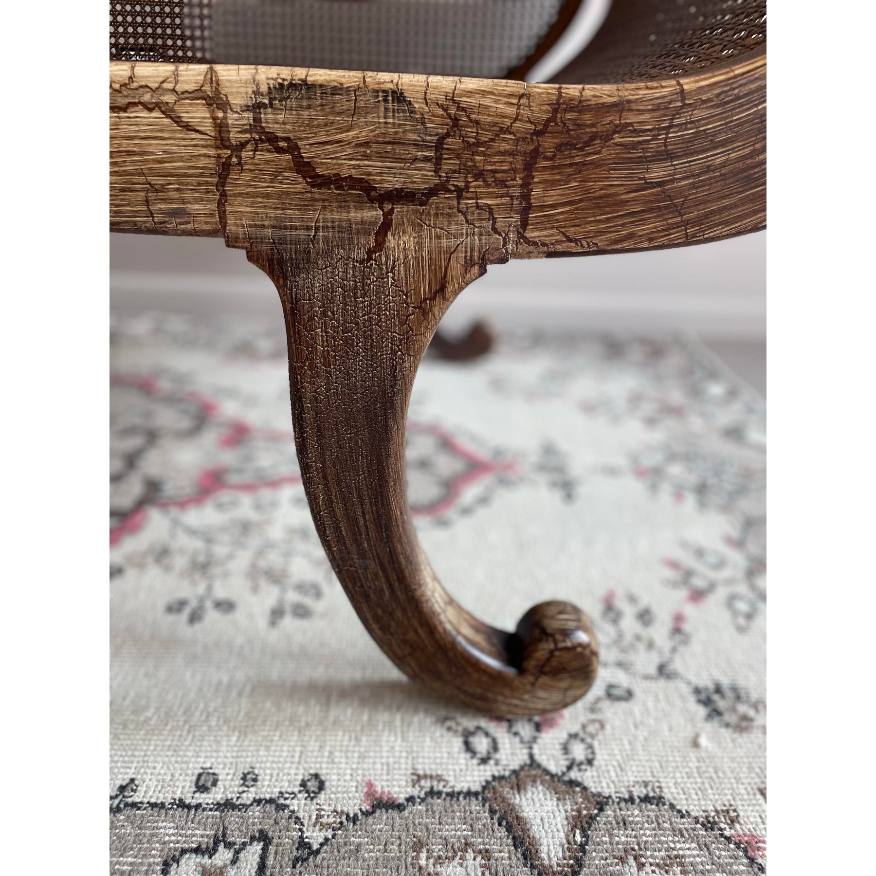 Vintage Chaise With Cane Seating