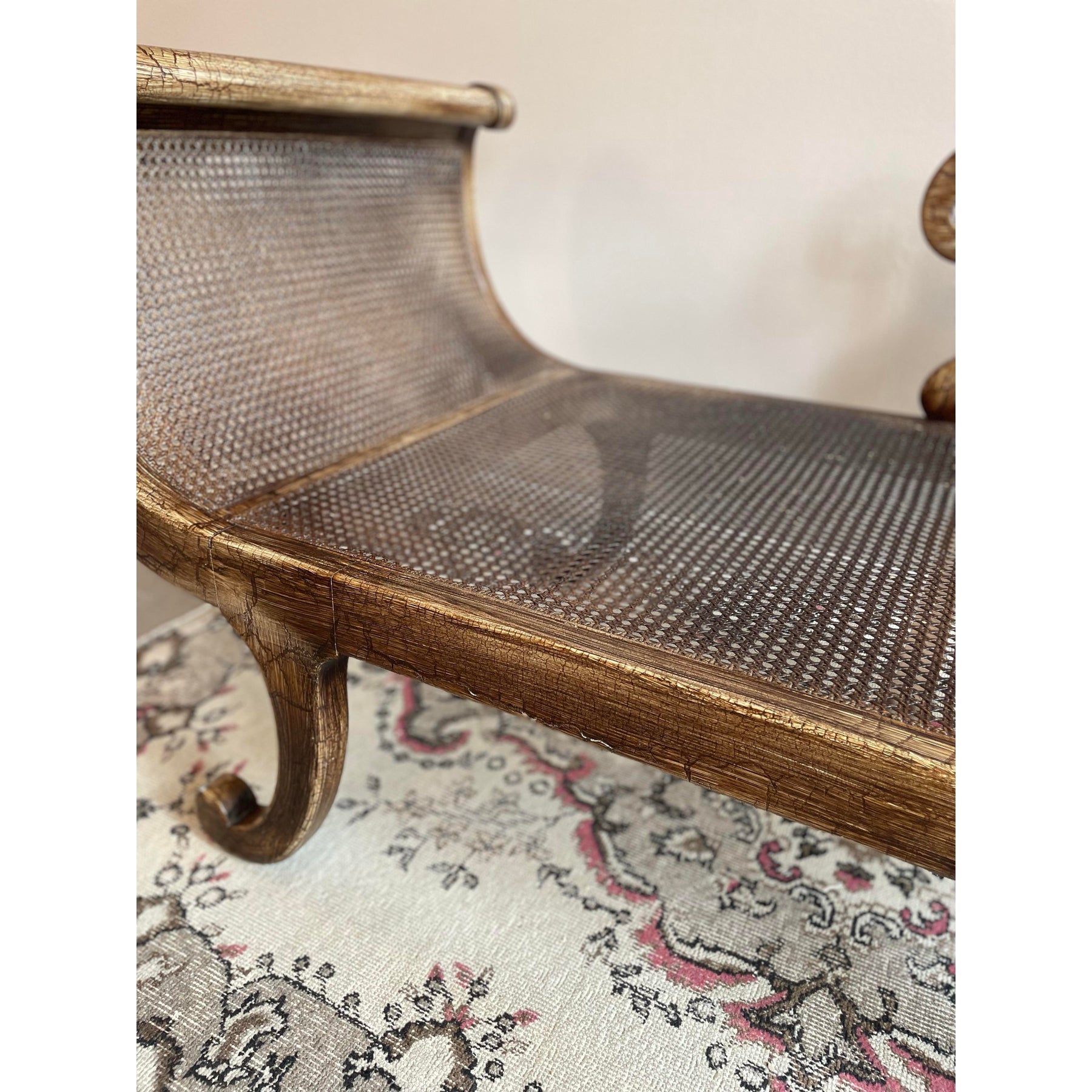 Vintage Chaise With Cane Seating