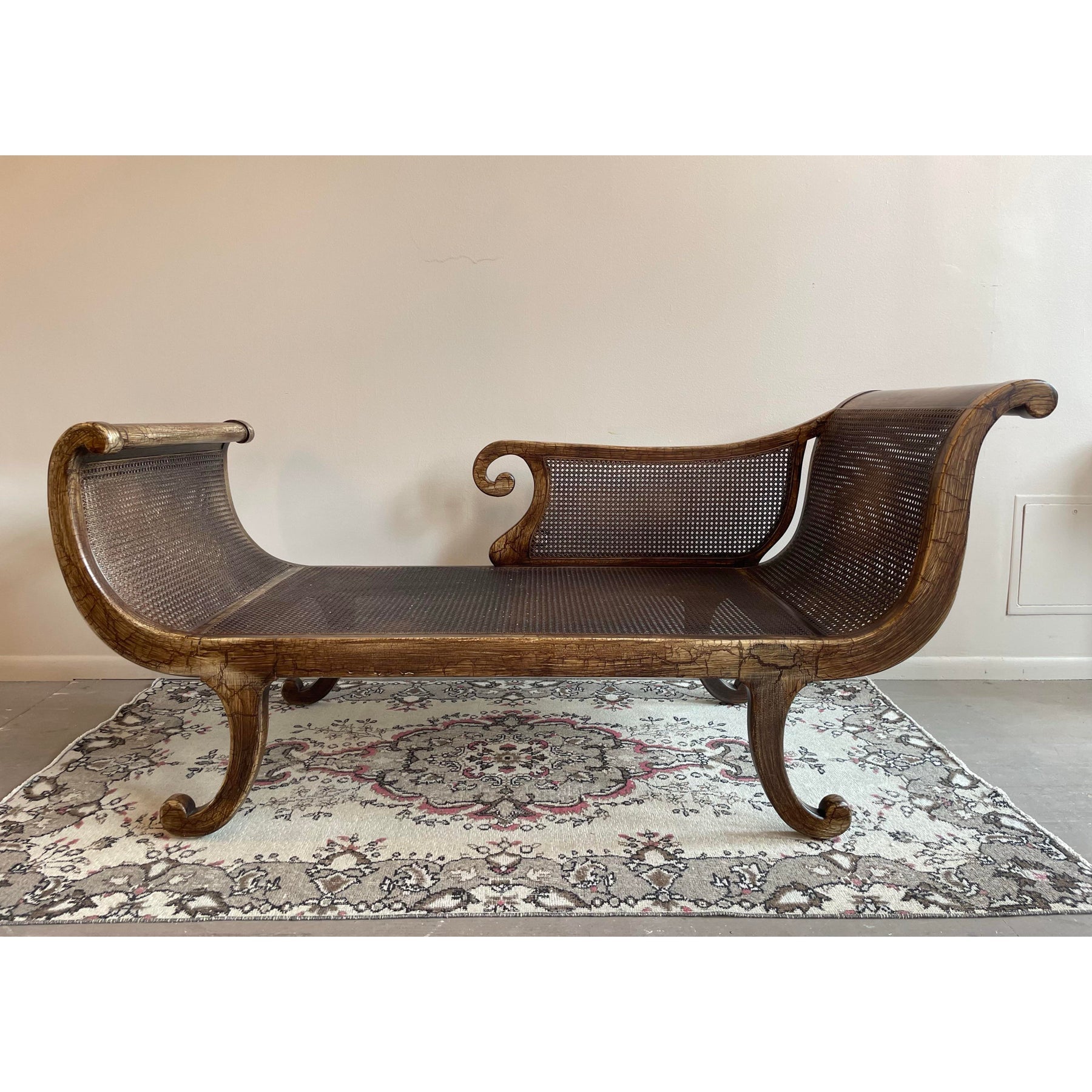 Vintage Chaise With Cane Seating