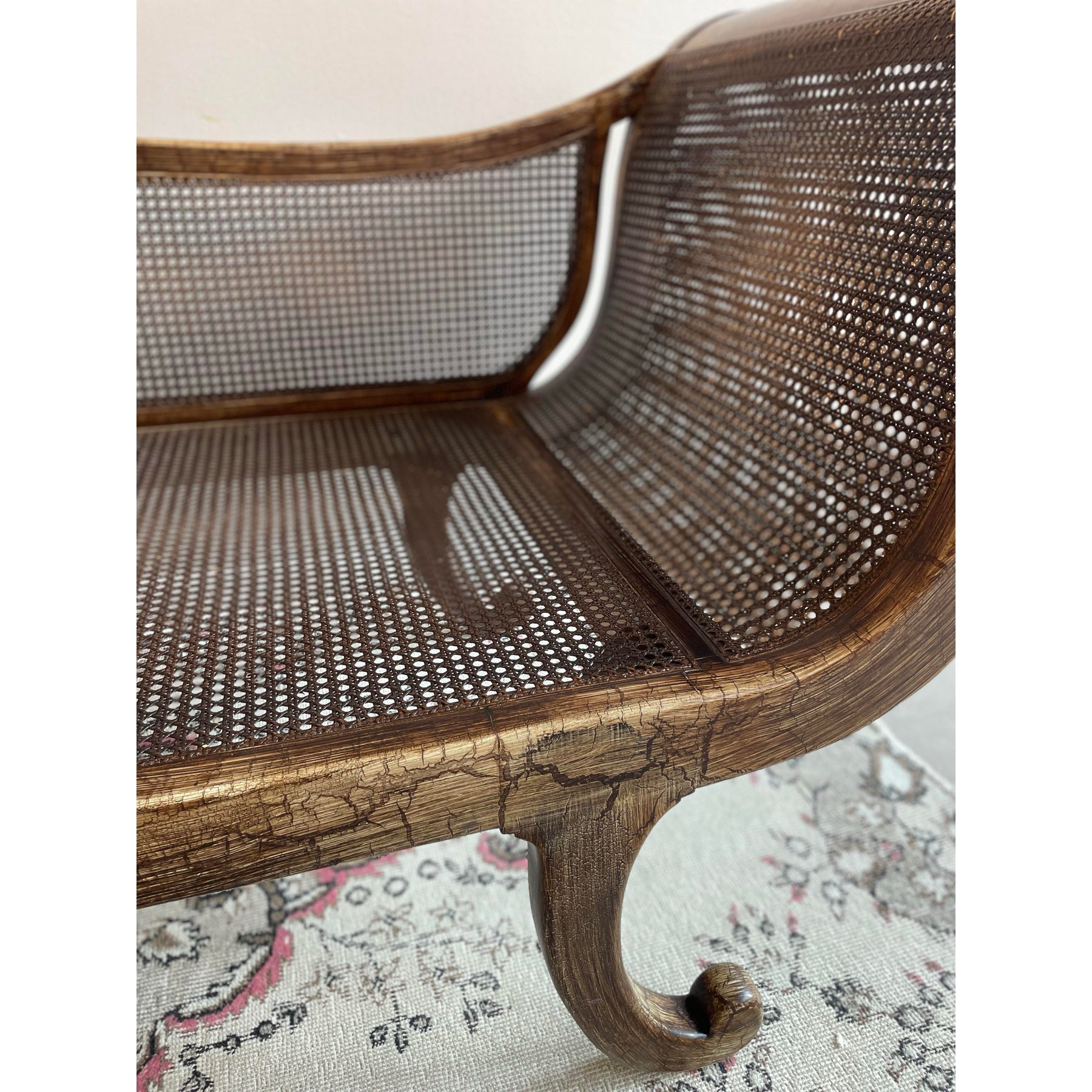 Vintage Chaise With Cane Seating