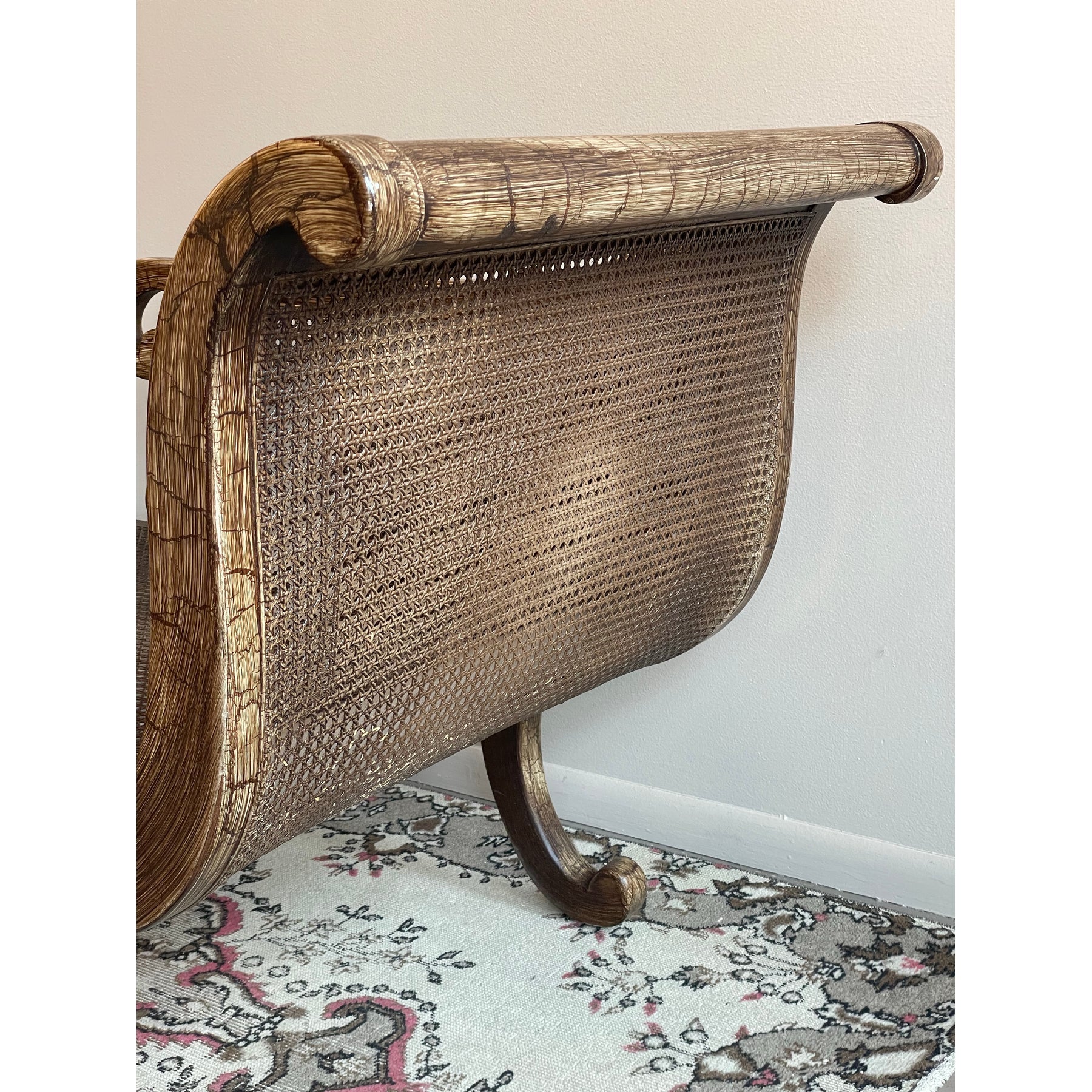 Vintage Chaise With Cane Seating