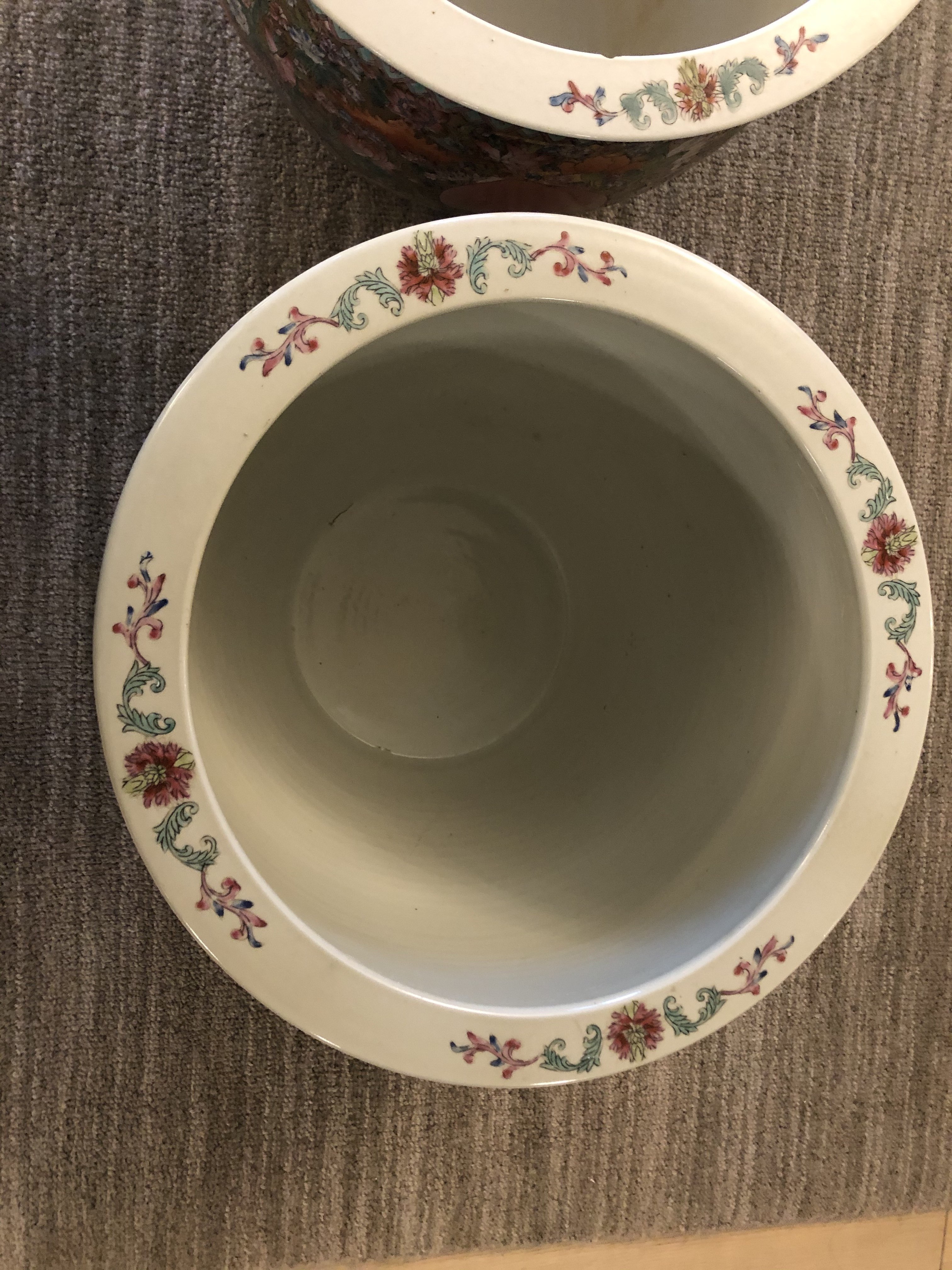 Vintage Chinese Porcelain Jardinere - a Pair