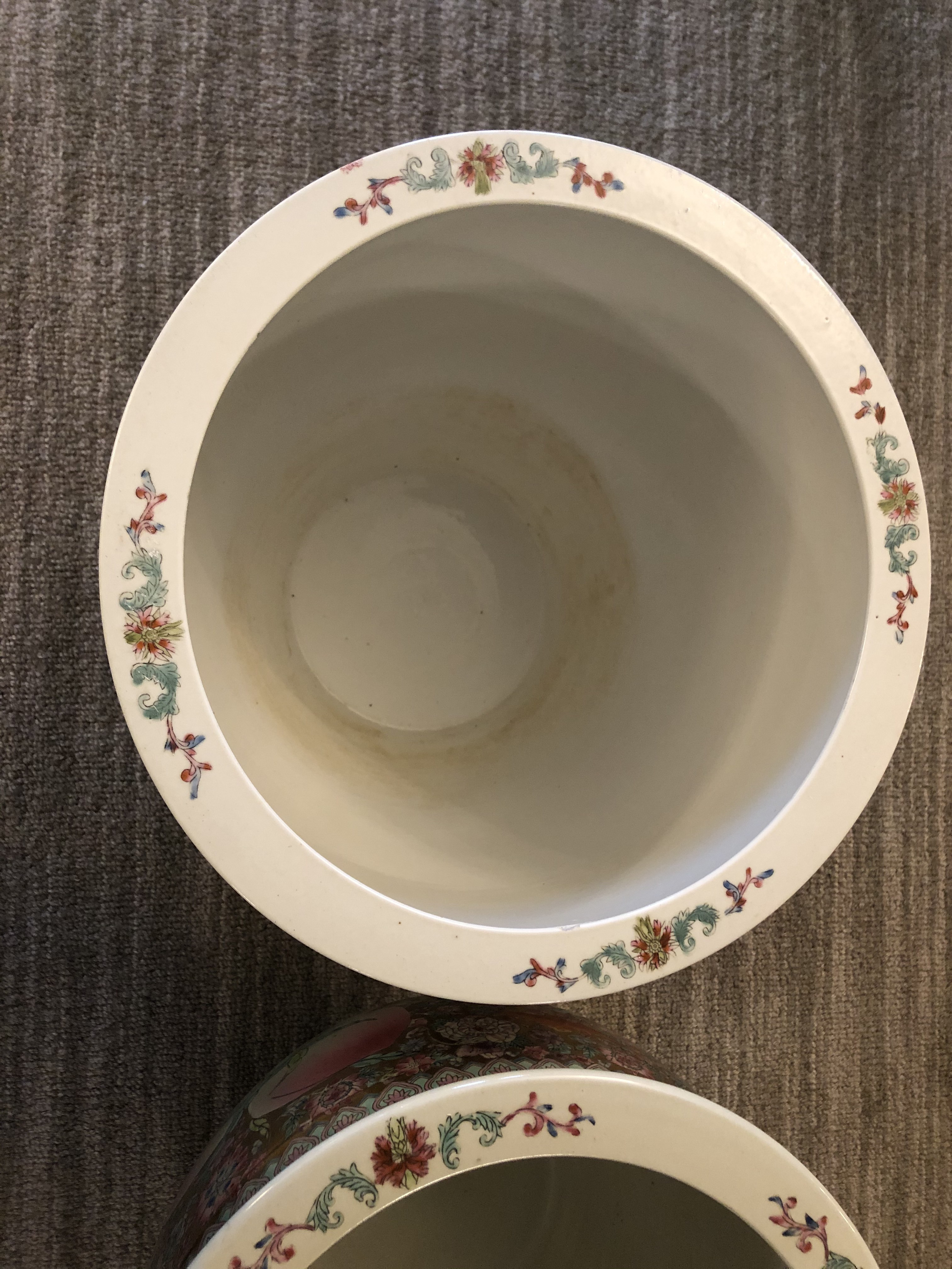 Vintage Chinese Porcelain Jardinere - a Pair