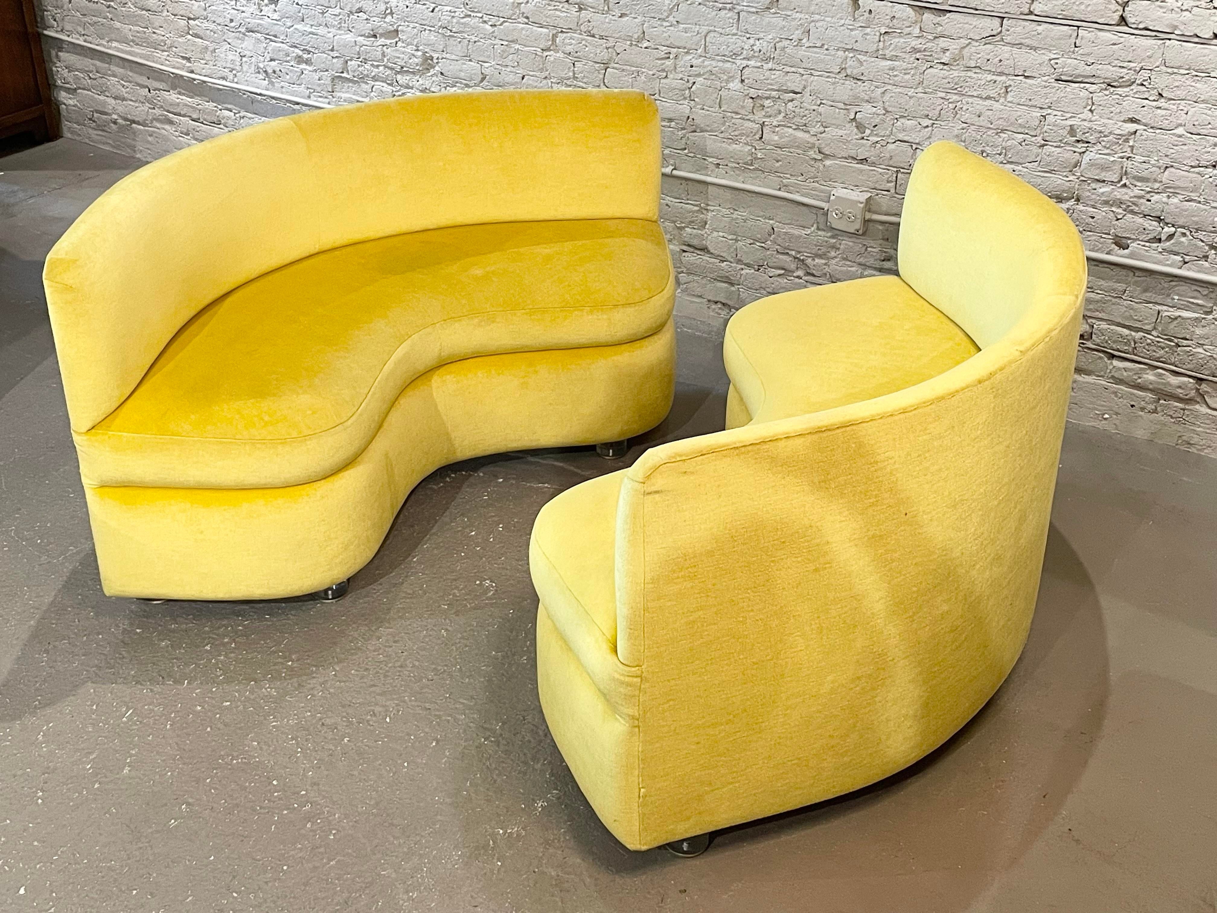 Vintage Curve Loveseats Banquette Sofas - a Pair
