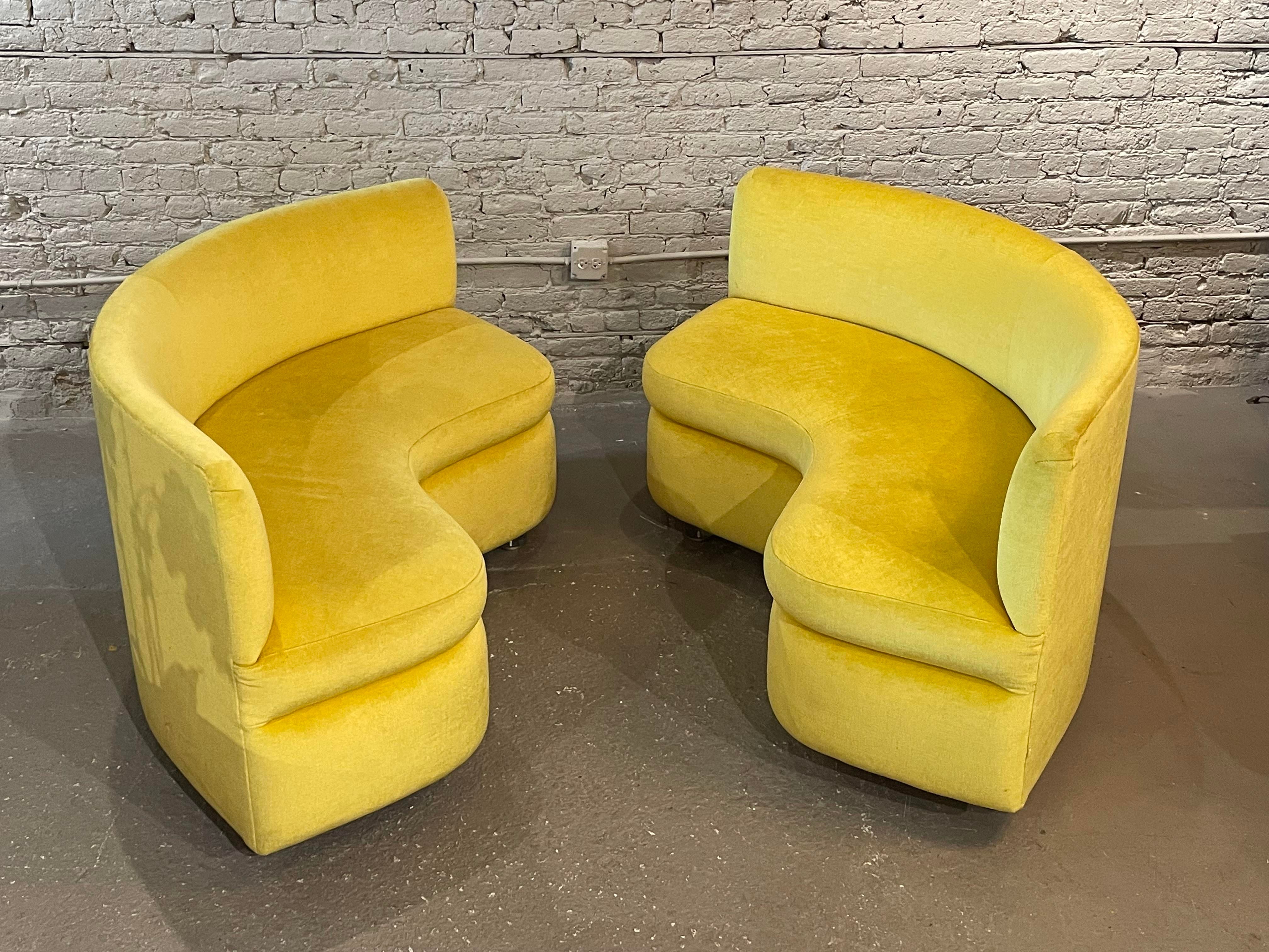 Vintage Curve Loveseats Banquette Sofas - a Pair