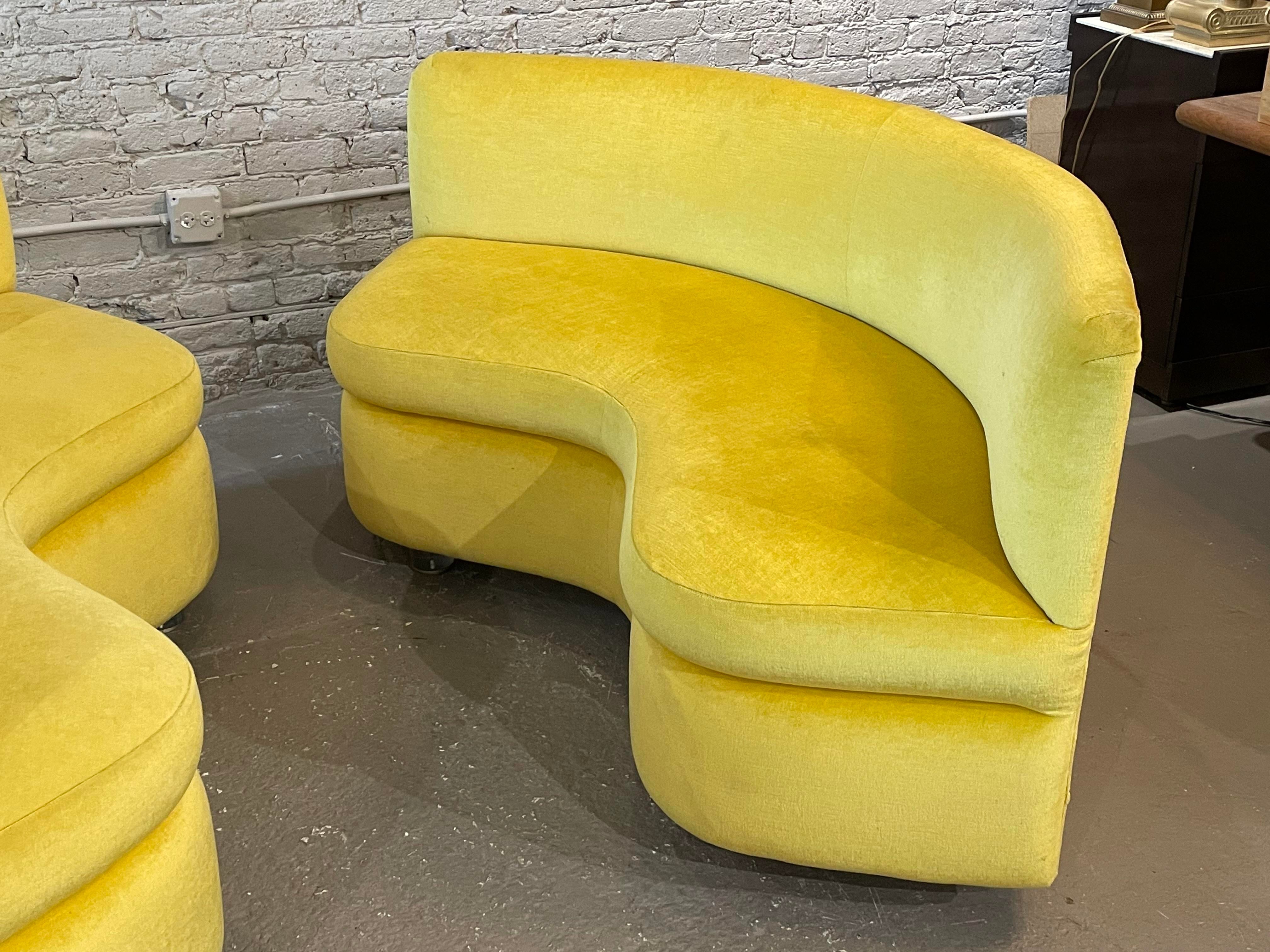 Vintage Curve Loveseats Banquette Sofas - a Pair