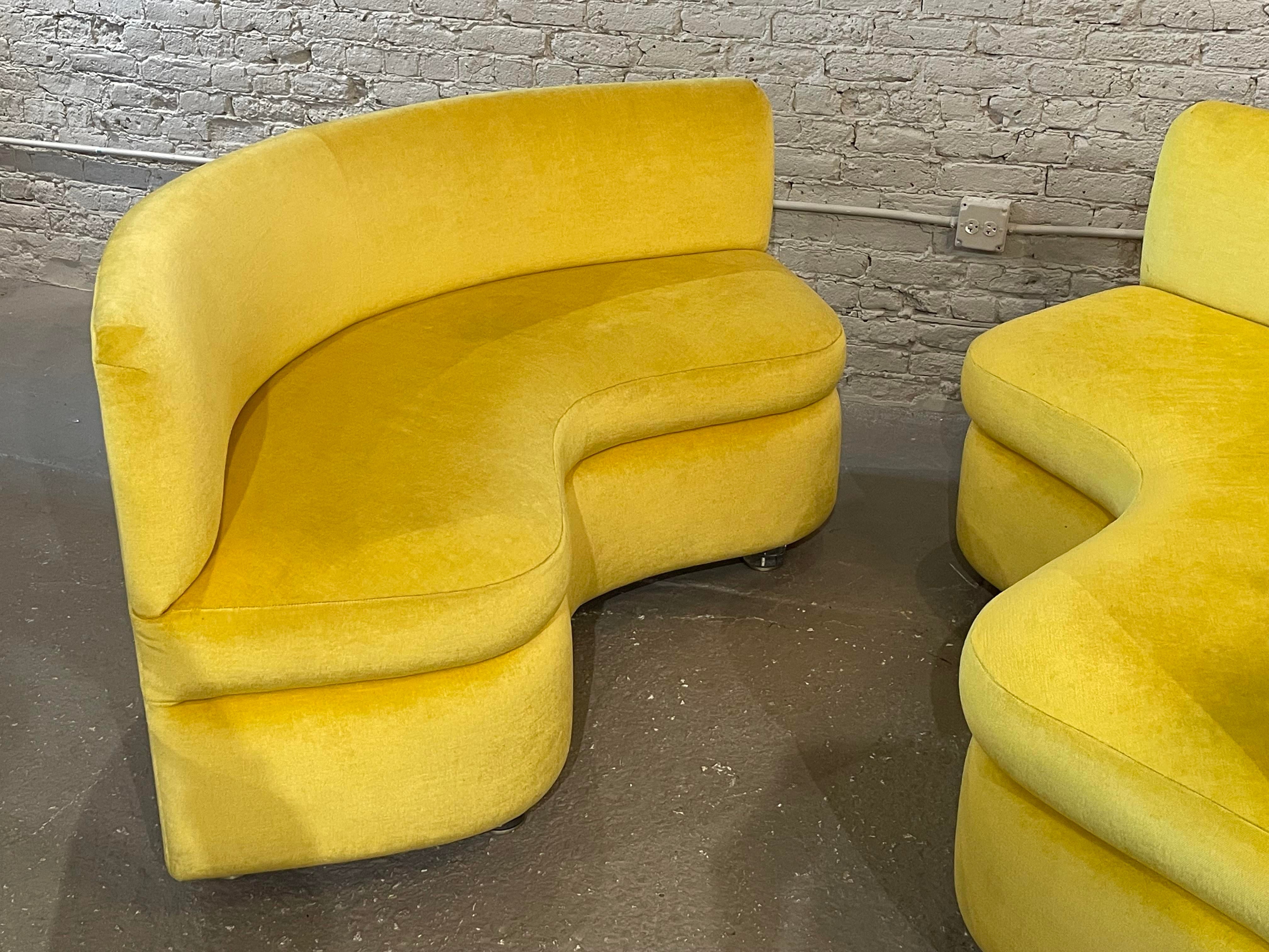 Vintage Curve Loveseats Banquette Sofas - a Pair