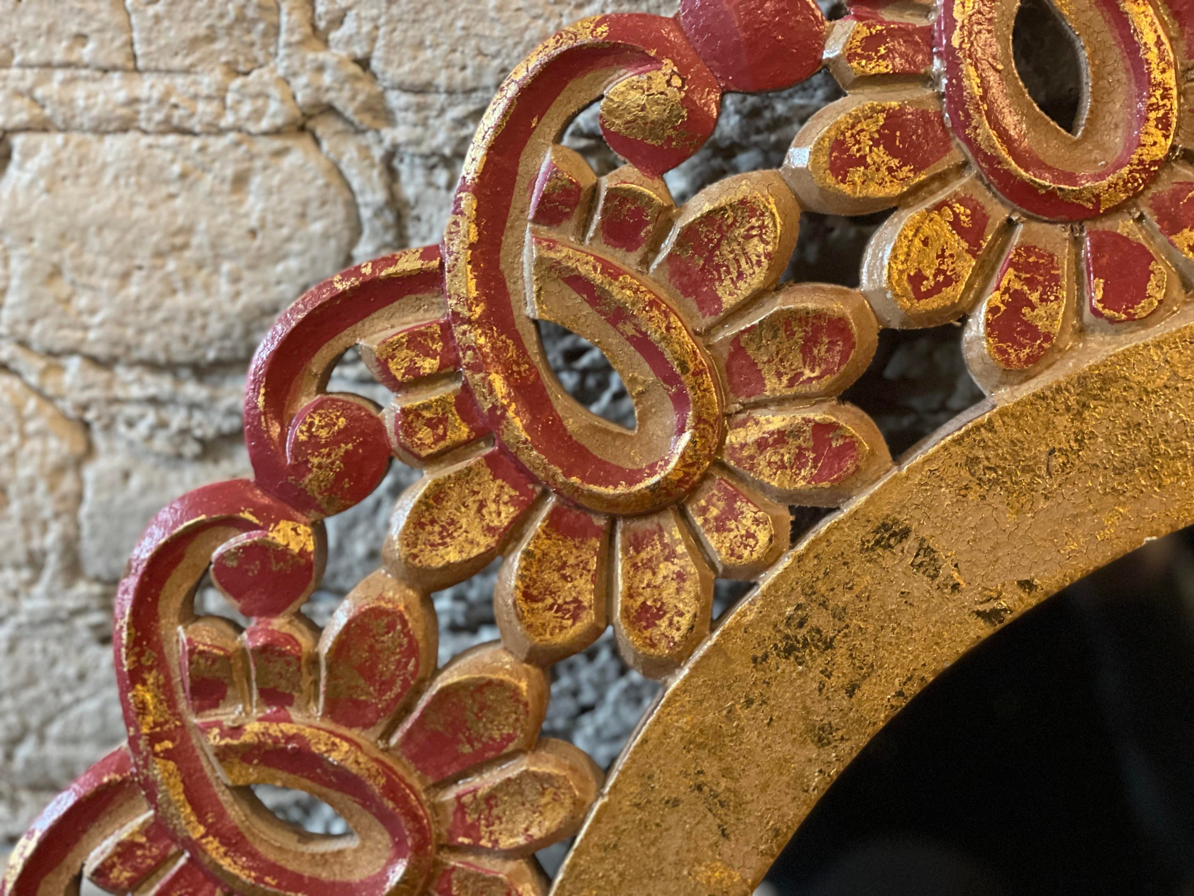 Vintage Gold Gilt Floral Round Mirror