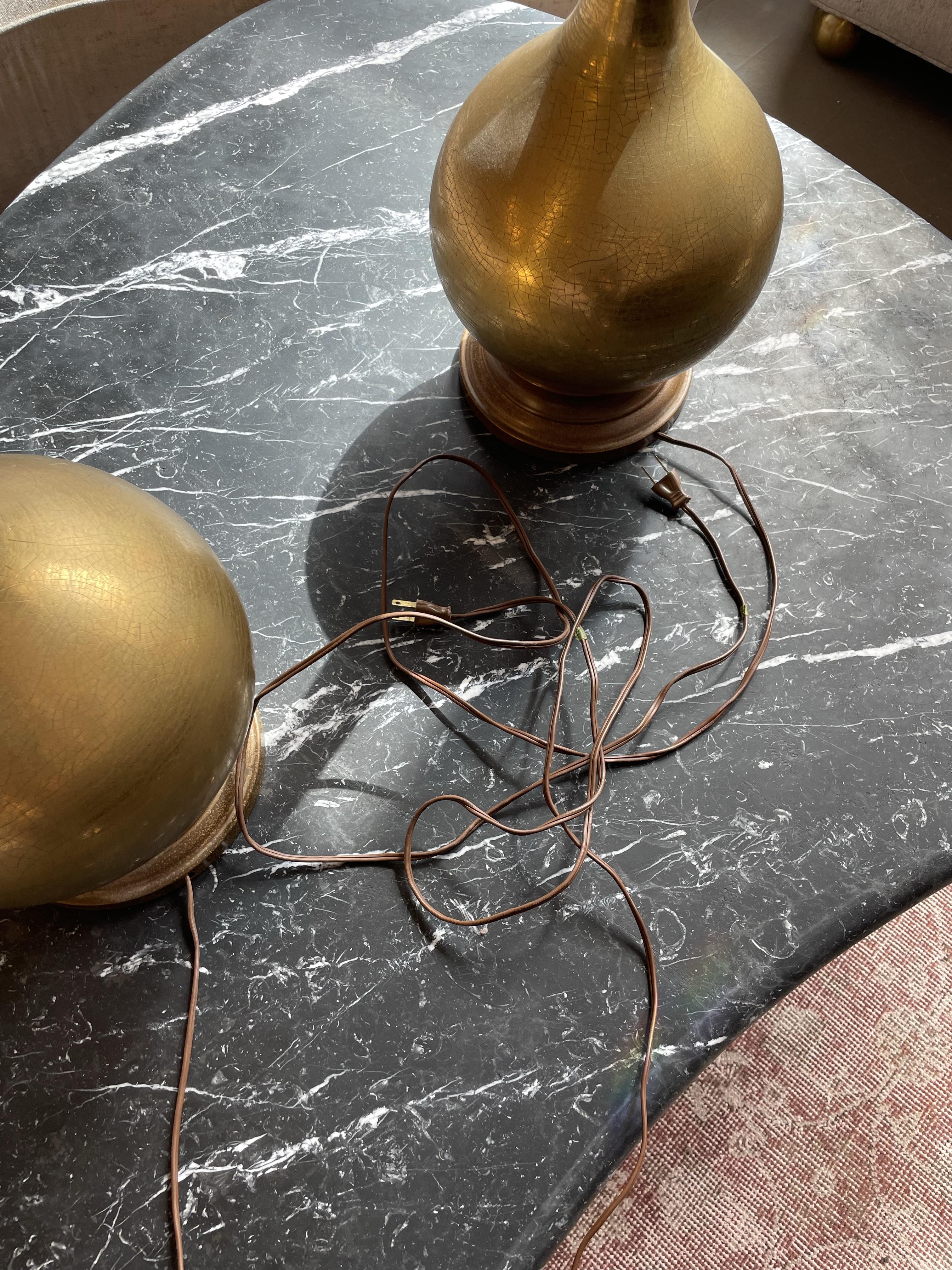 Vintage Hollywood Regency Gold Crackle Lamps - a Pair