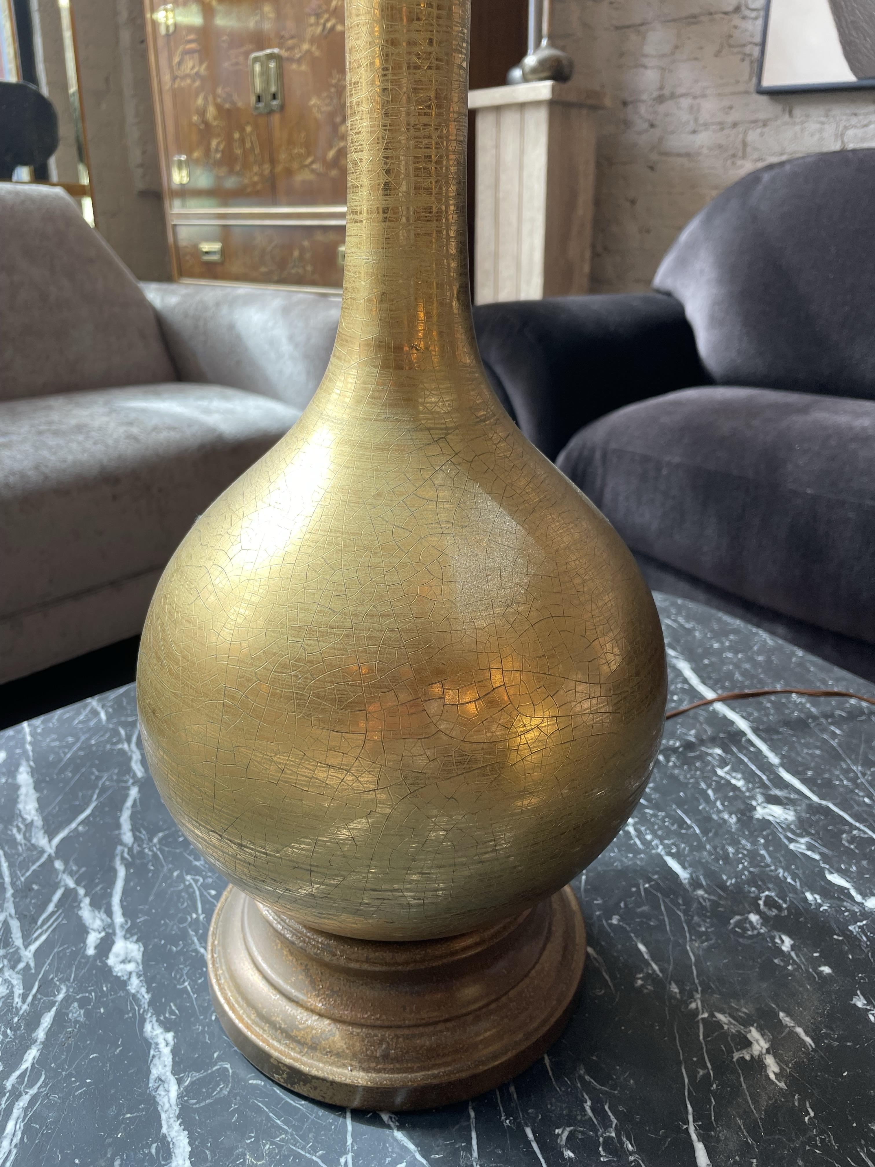 Vintage Hollywood Regency Gold Crackle Lamps - a Pair