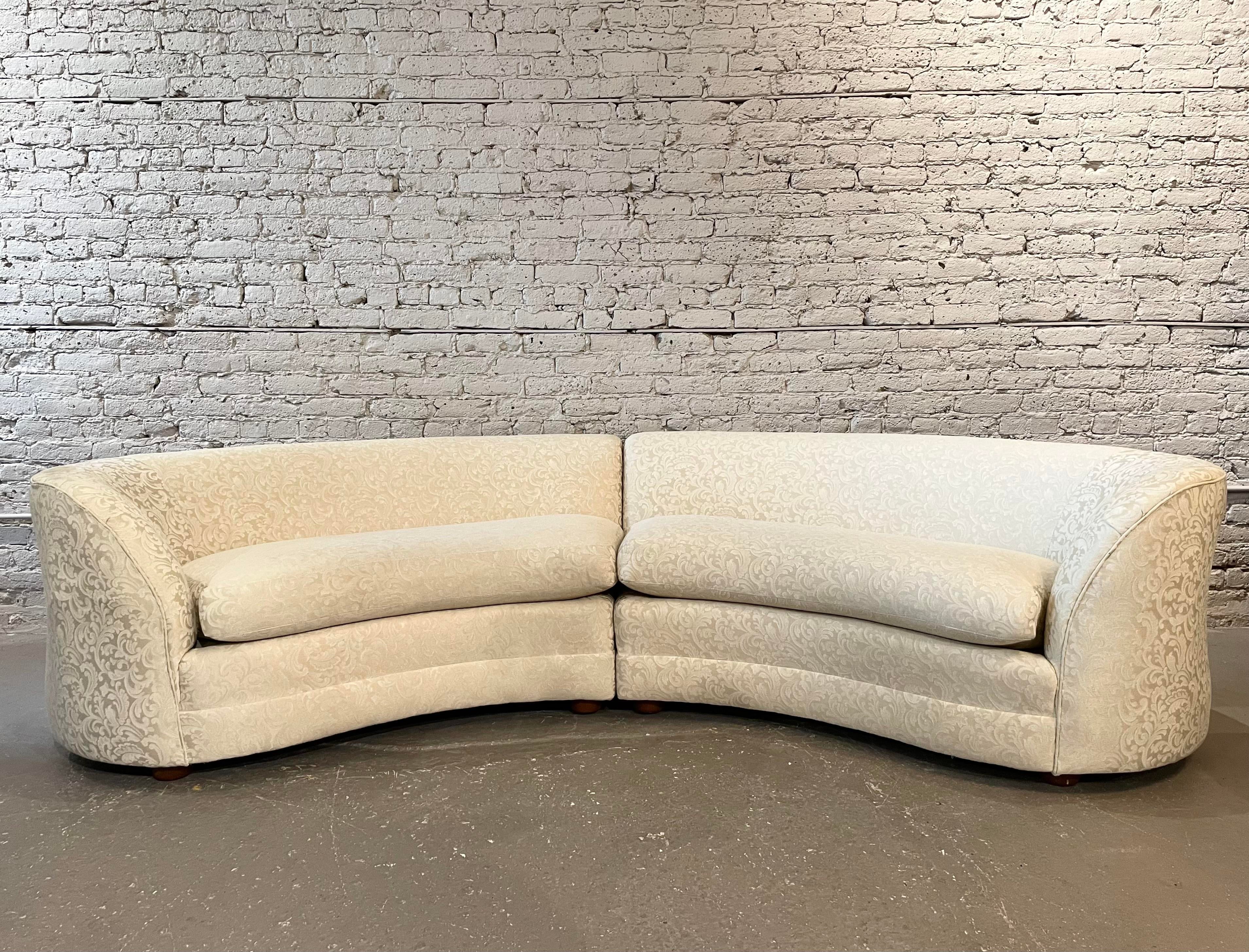 Vintage Italian Custom Curved Sofa