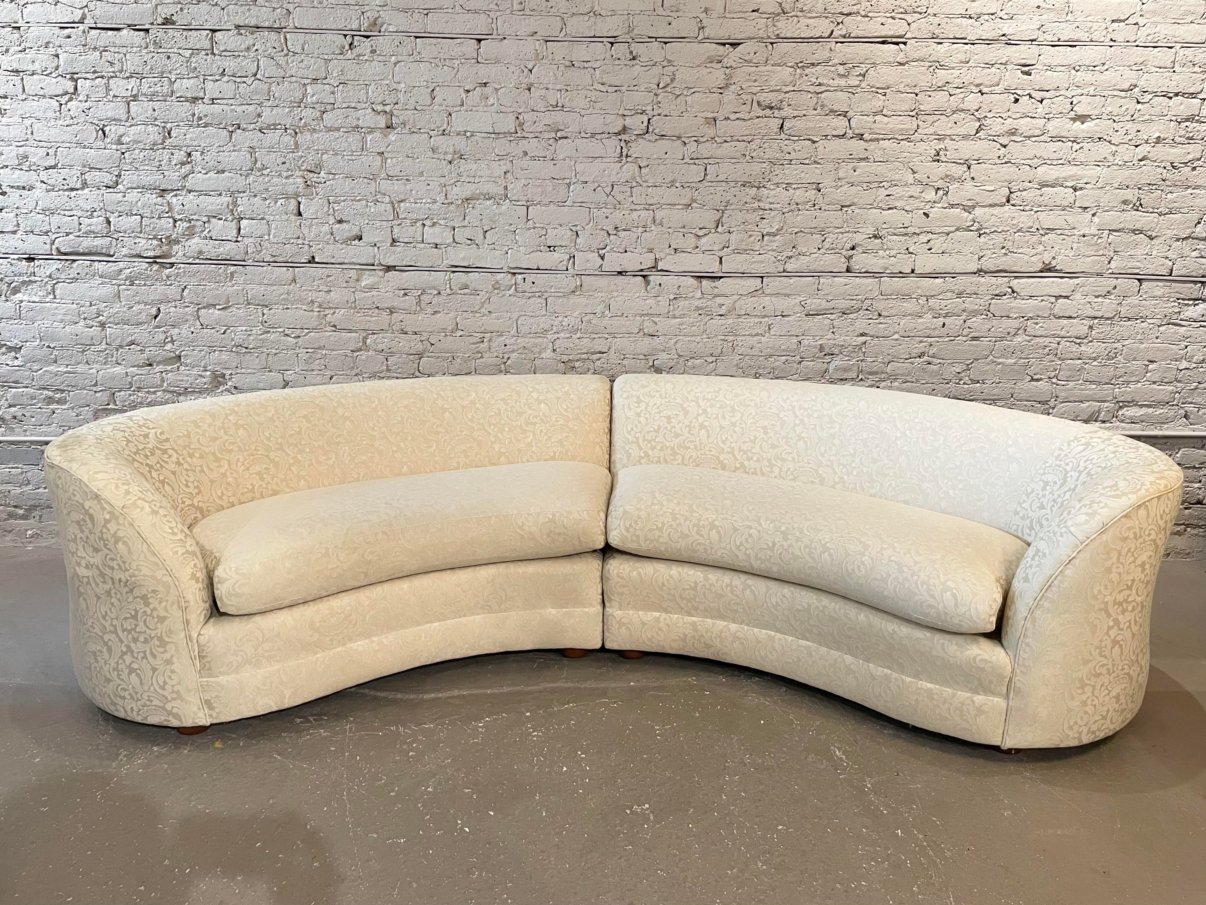 Vintage Italian Custom Curved Sofa