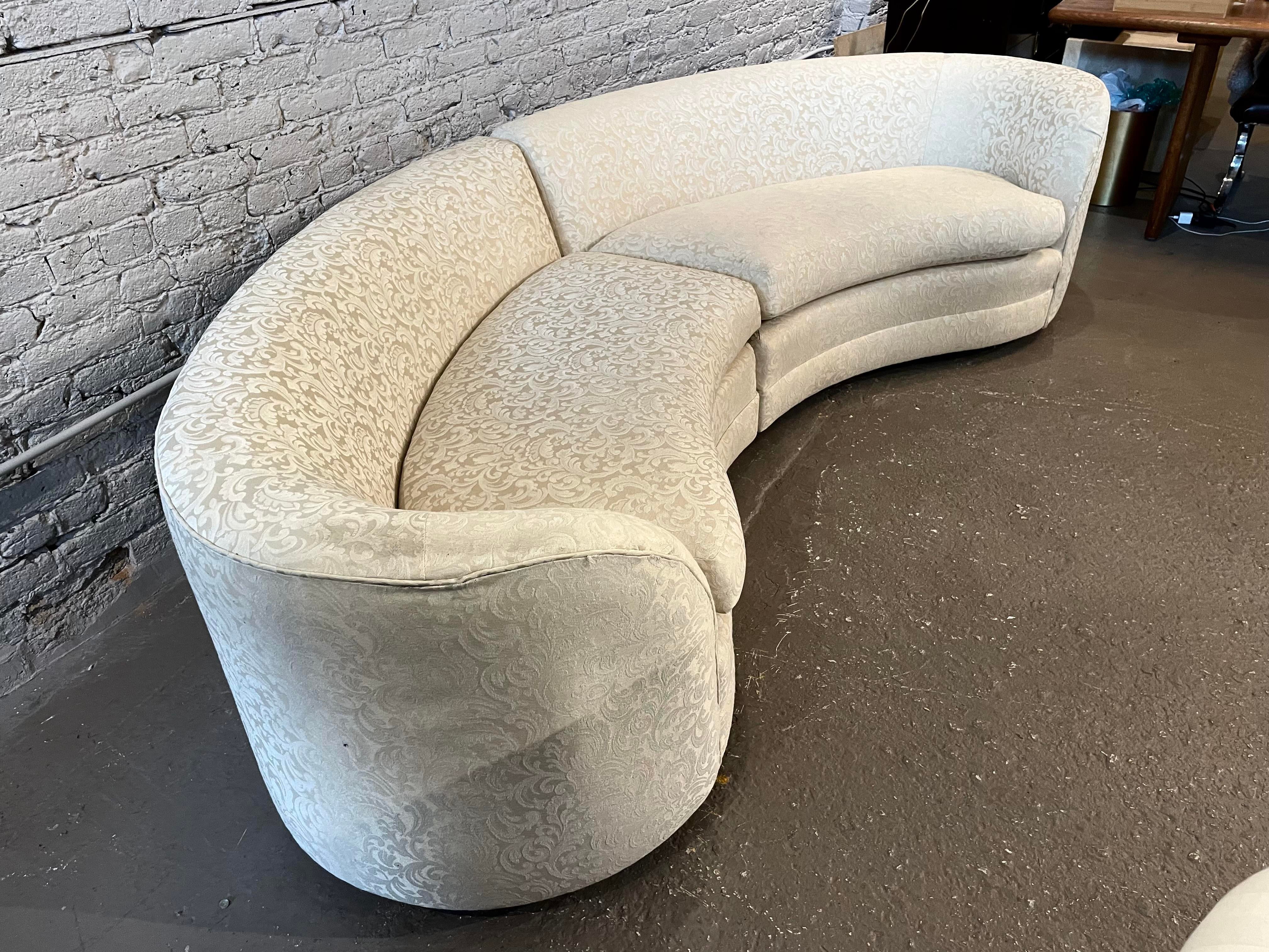 Vintage Italian Custom Curved Sofa