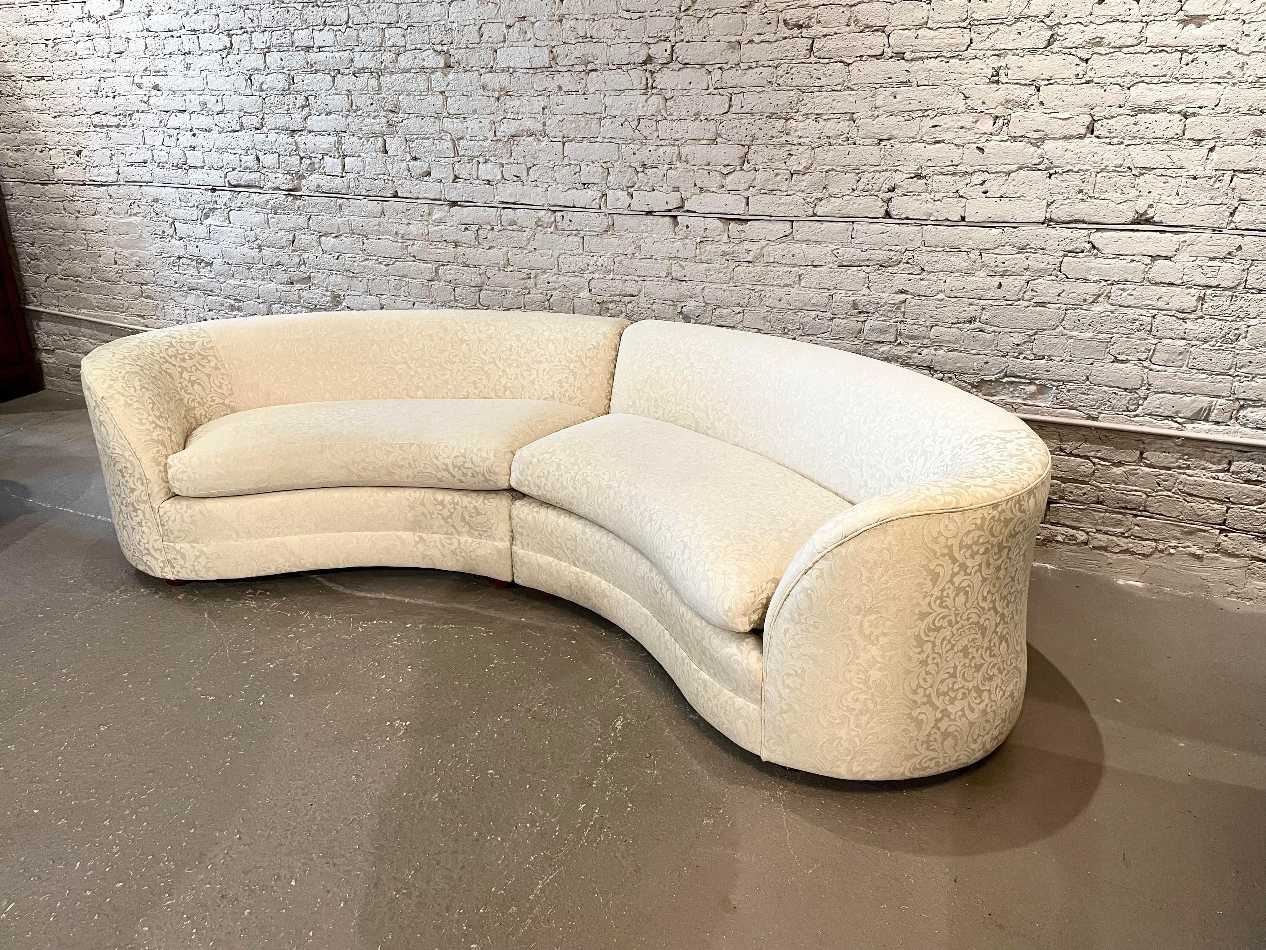 Vintage Italian Custom Curved Sofa