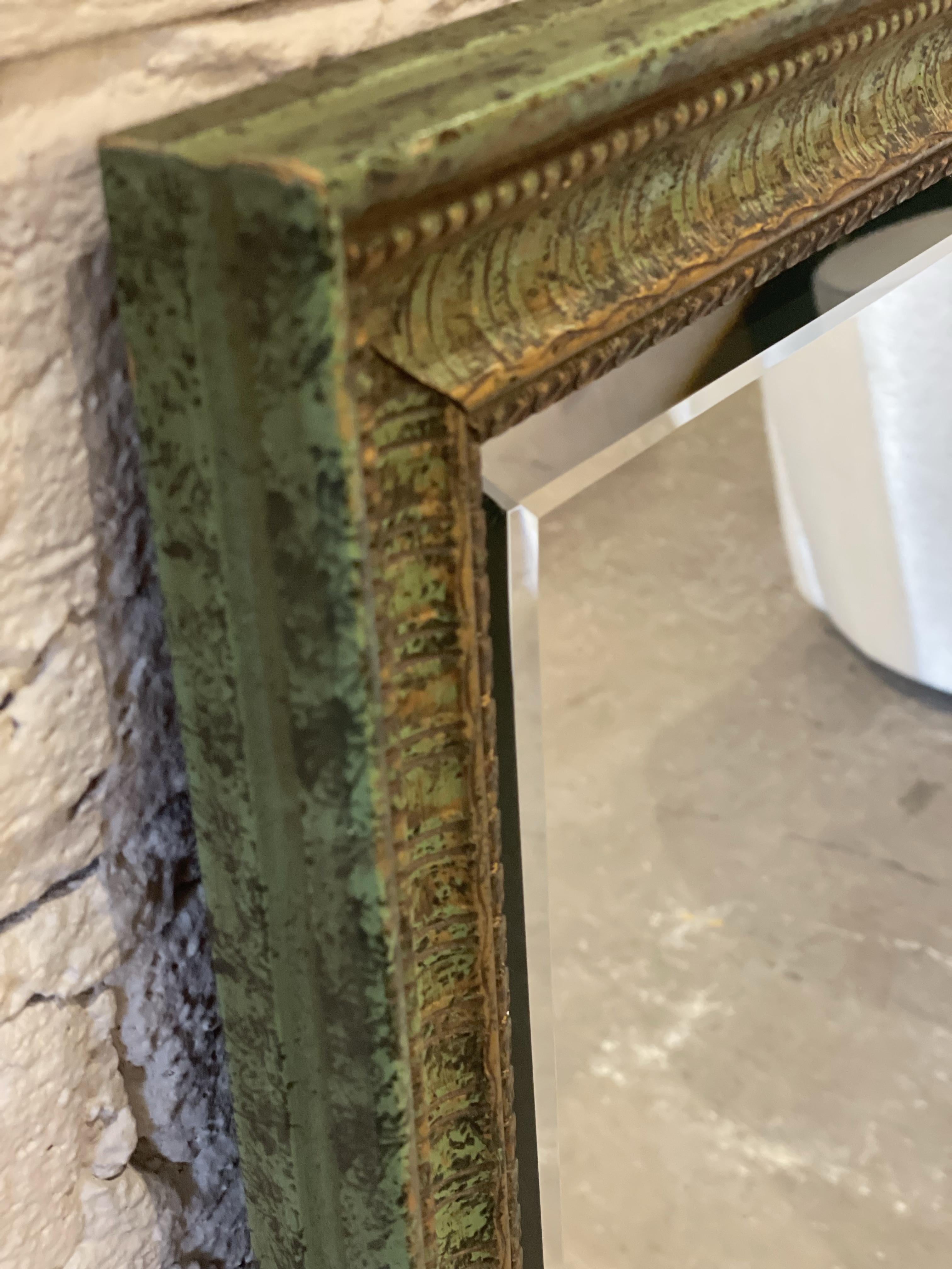 Vintage LaBarge Green and Gold Mirror