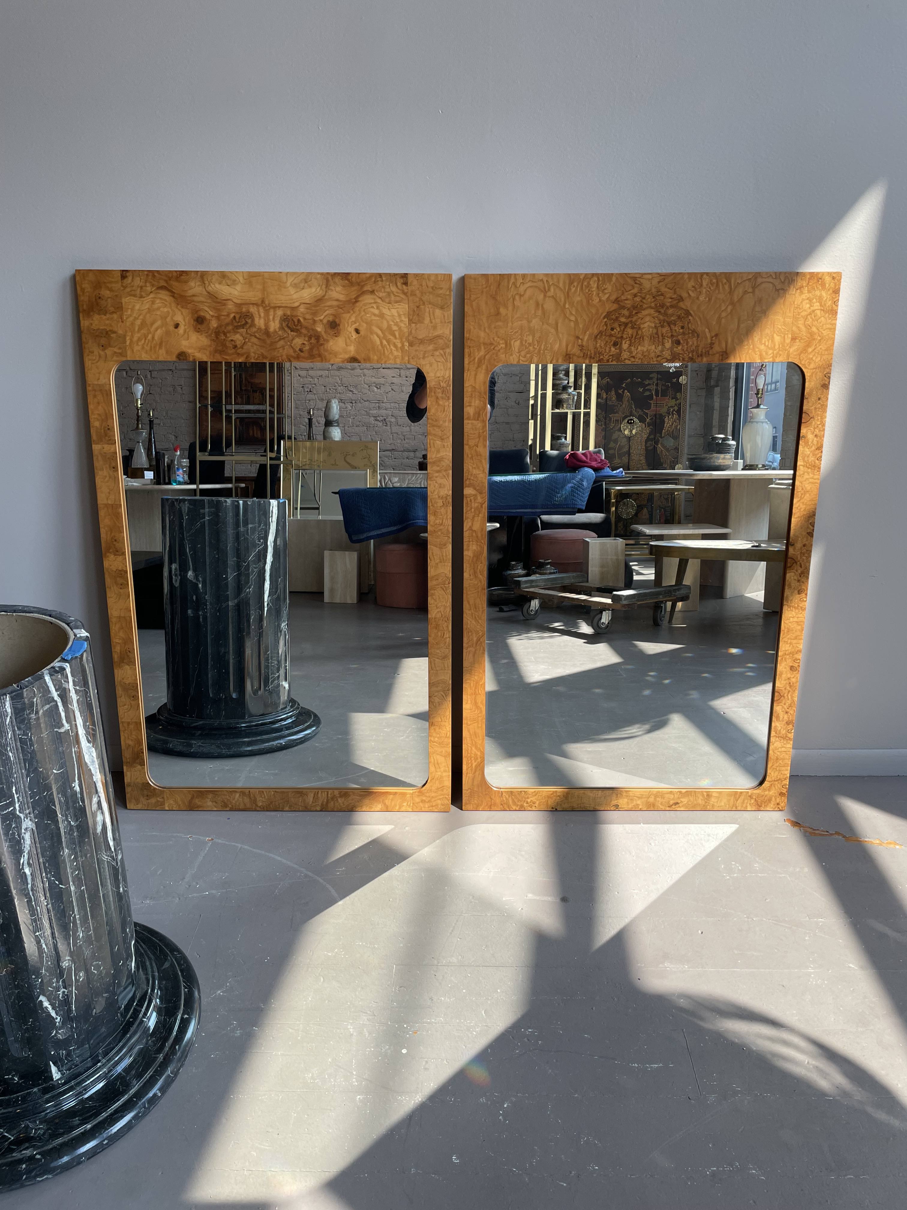 Vintage Lane Burled Wood Mirrors - a Pair
