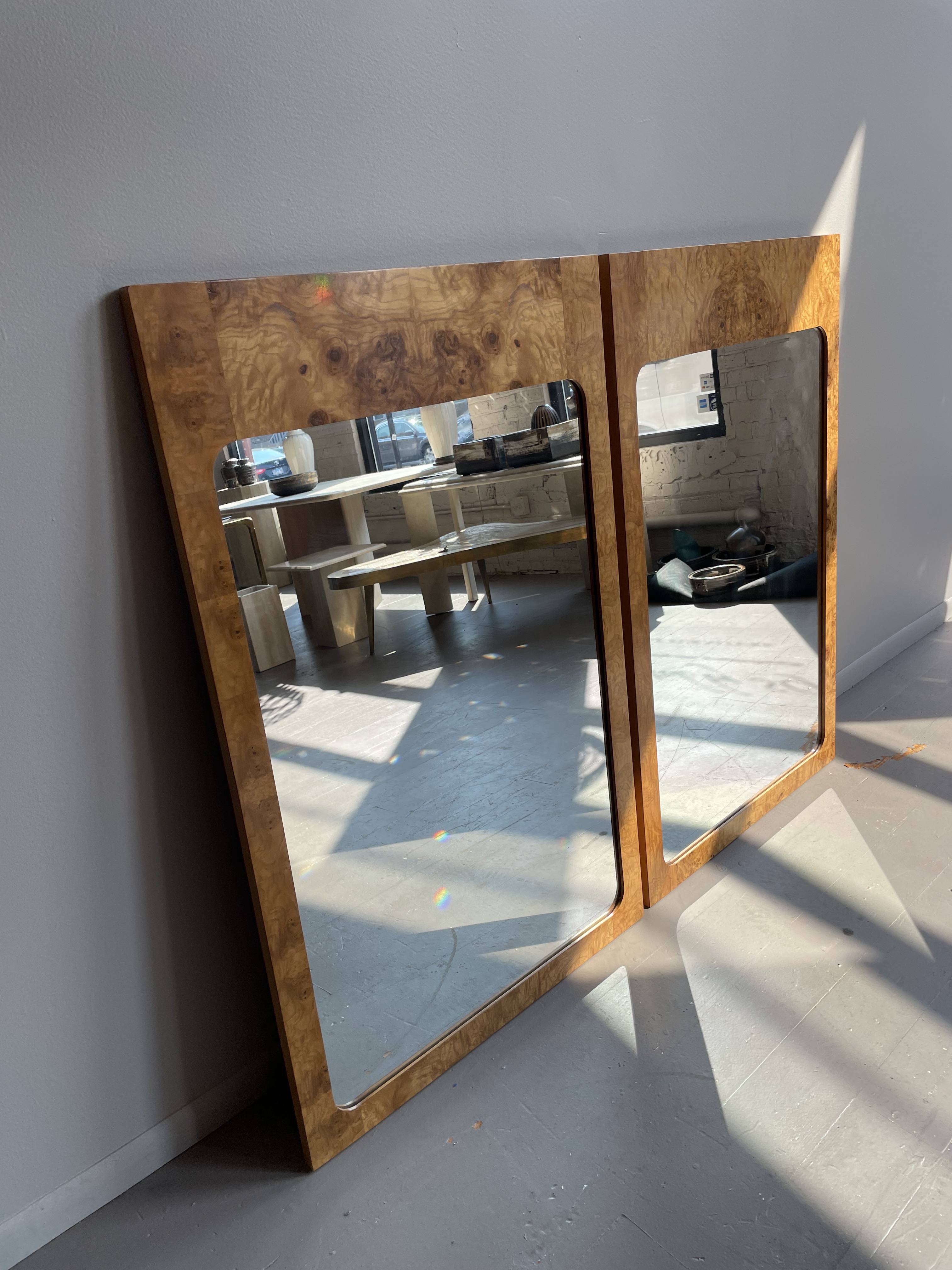 Vintage Lane Burled Wood Mirrors - a Pair
