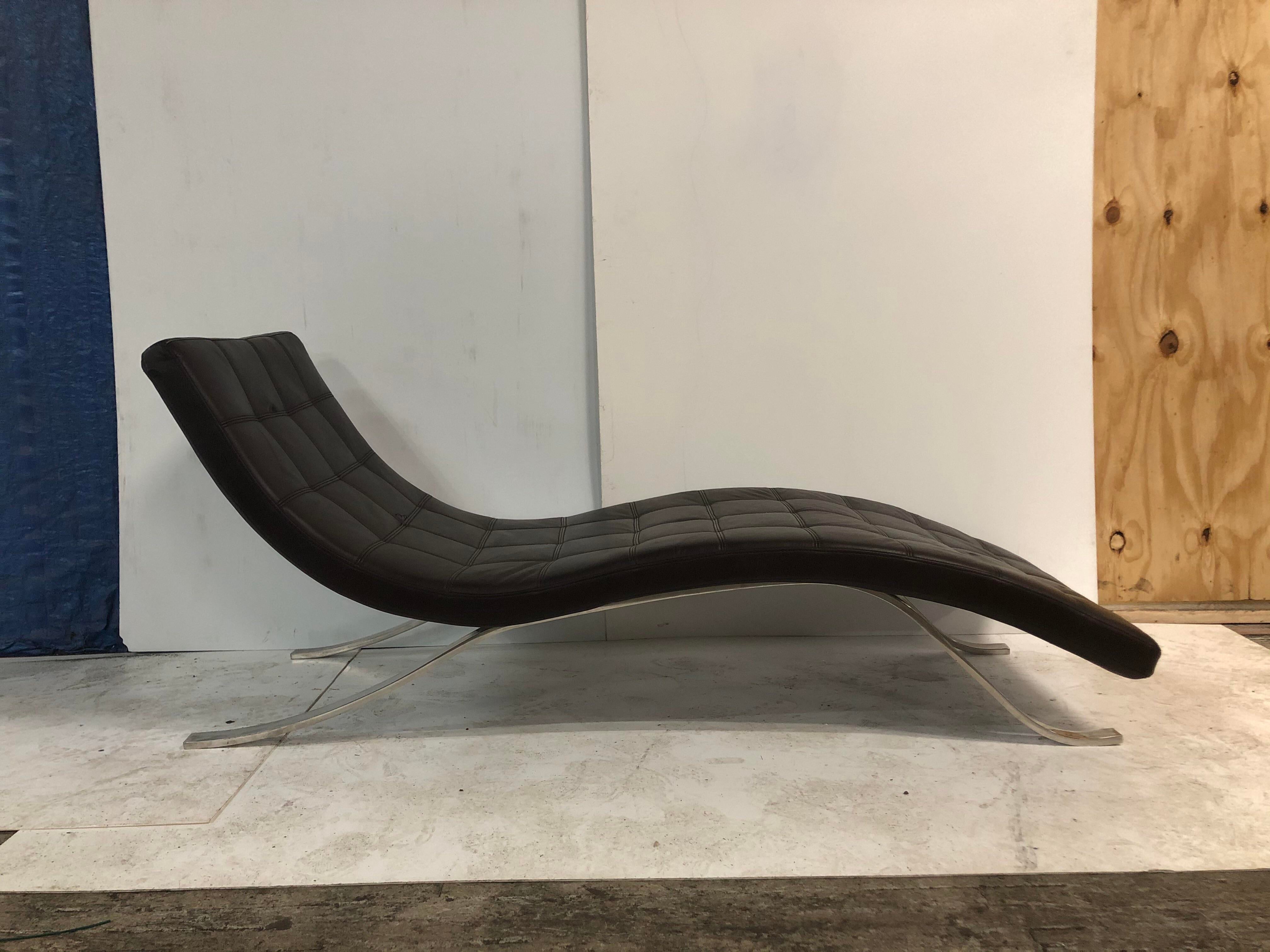 Vintage Mid Century Chrome Chaise Lounge Day Bed