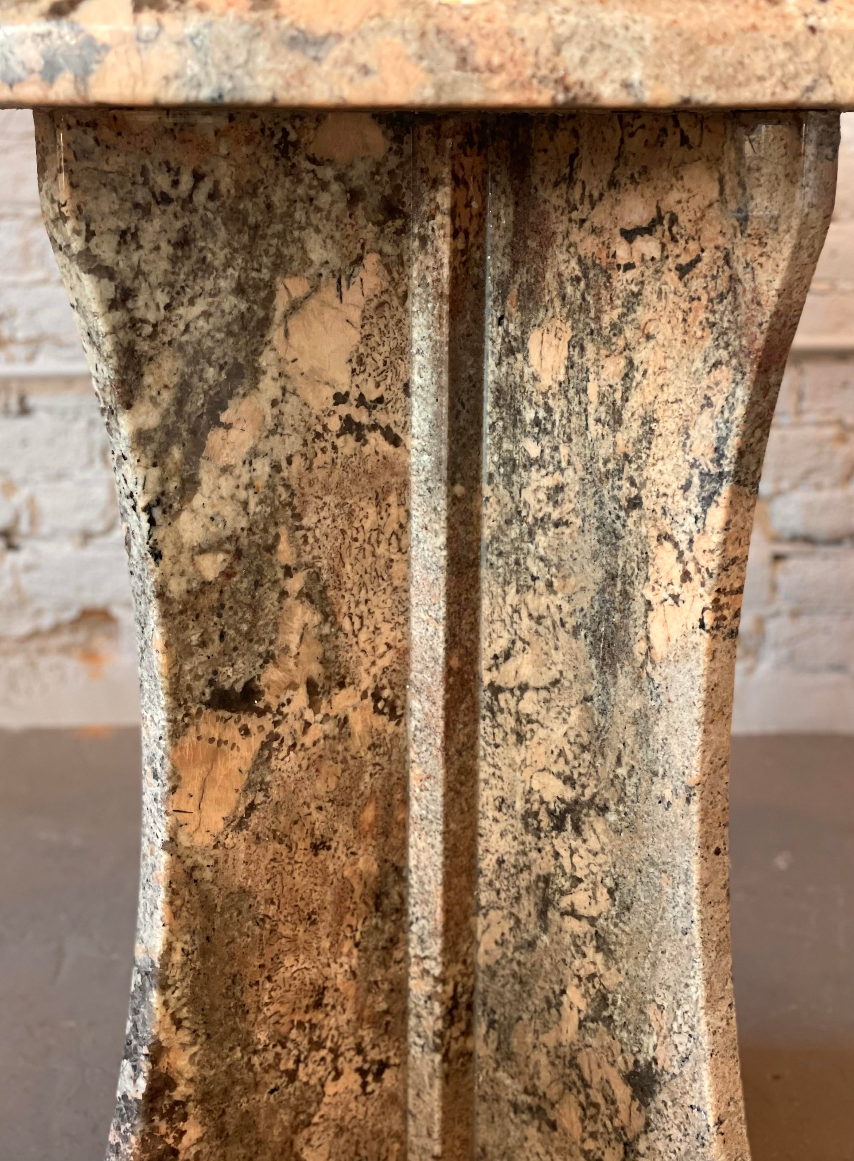 Vintage Postmodern Granite Stone Pedestal Round Dining Table