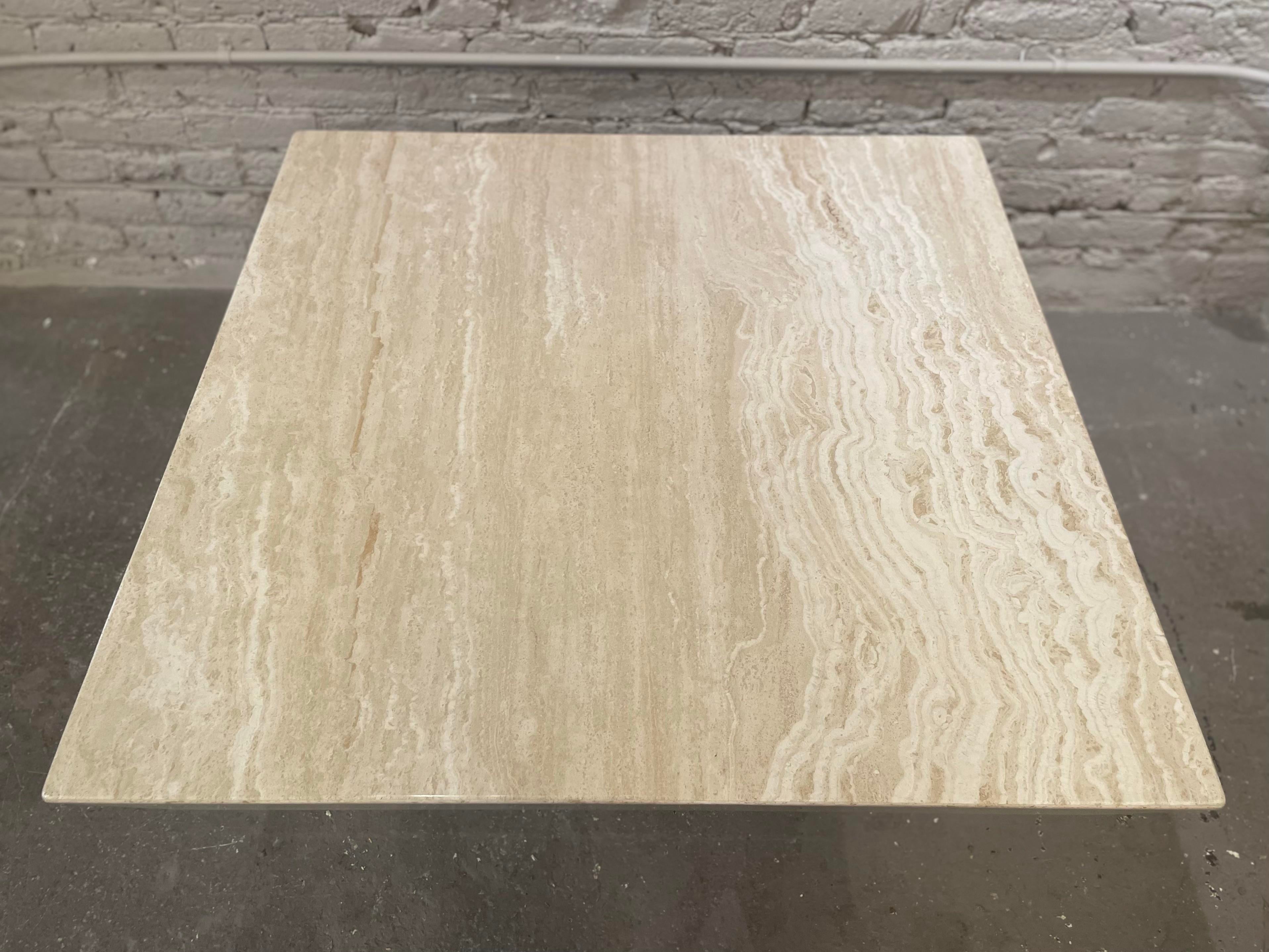 Vintage Travertine Coffee Table With Angled Edge 1980s