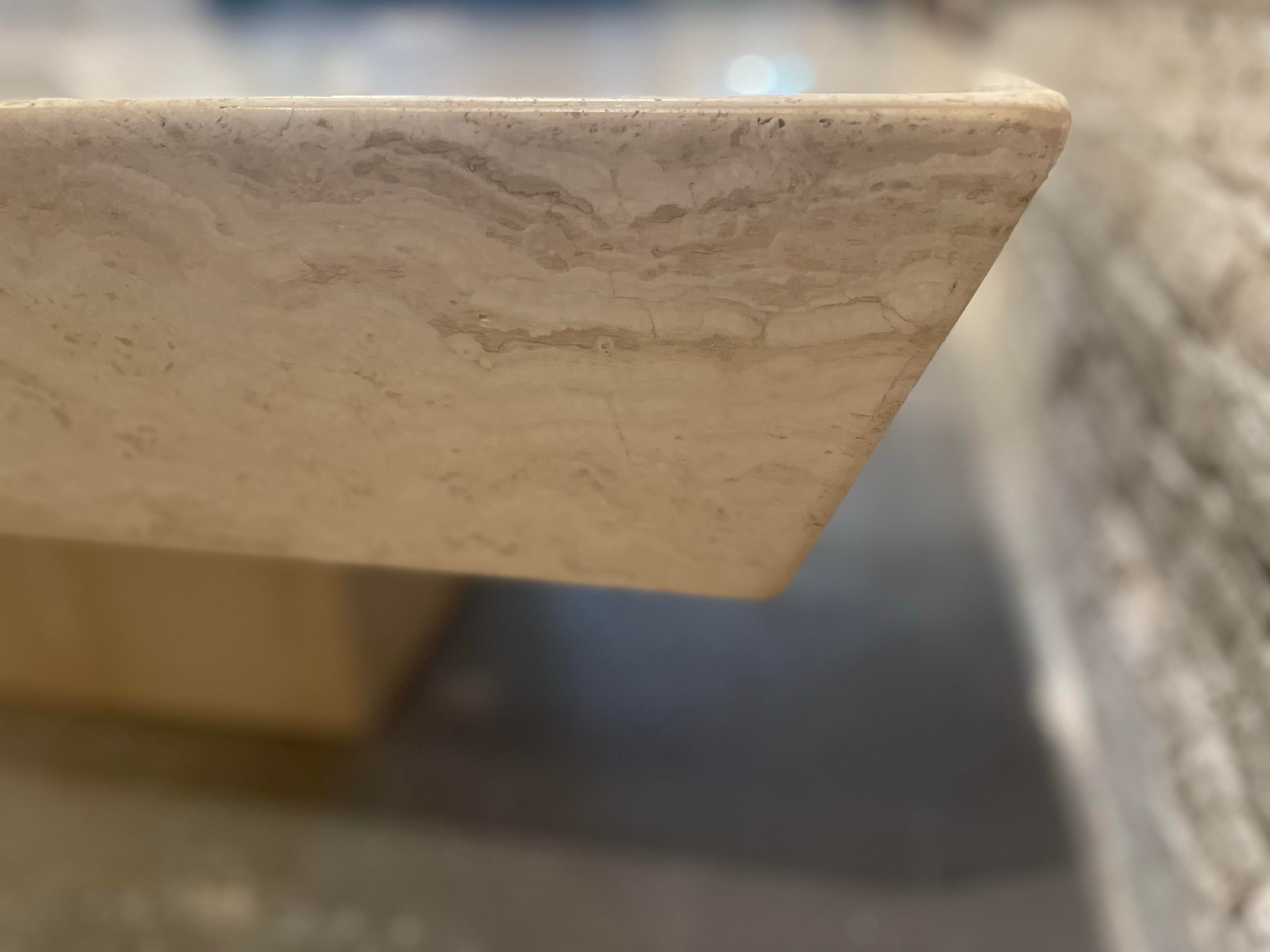 Vintage Travertine Coffee Table With Angled Edge 1980s